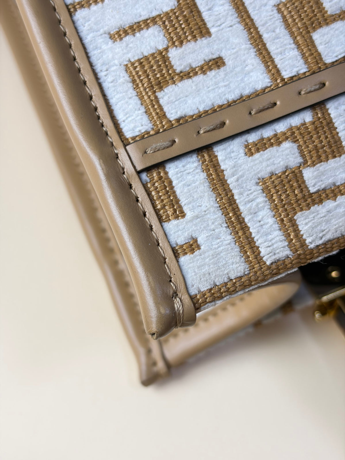 Fendi white/beige raffia and Caniglia Sunshine small tote bag