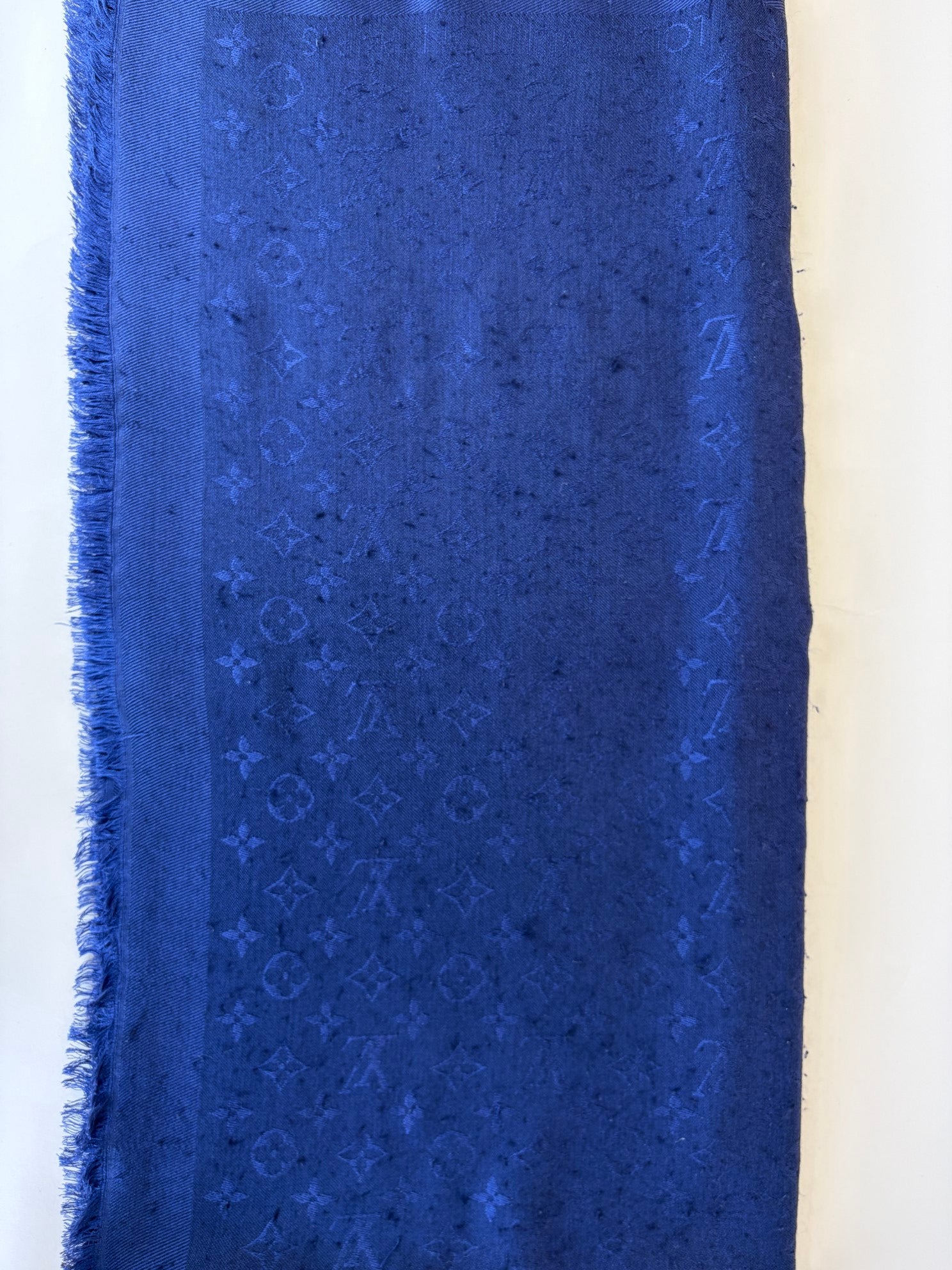 Louis Vuitton Blue Marine Monogram Classic Shawl Wool Scarf