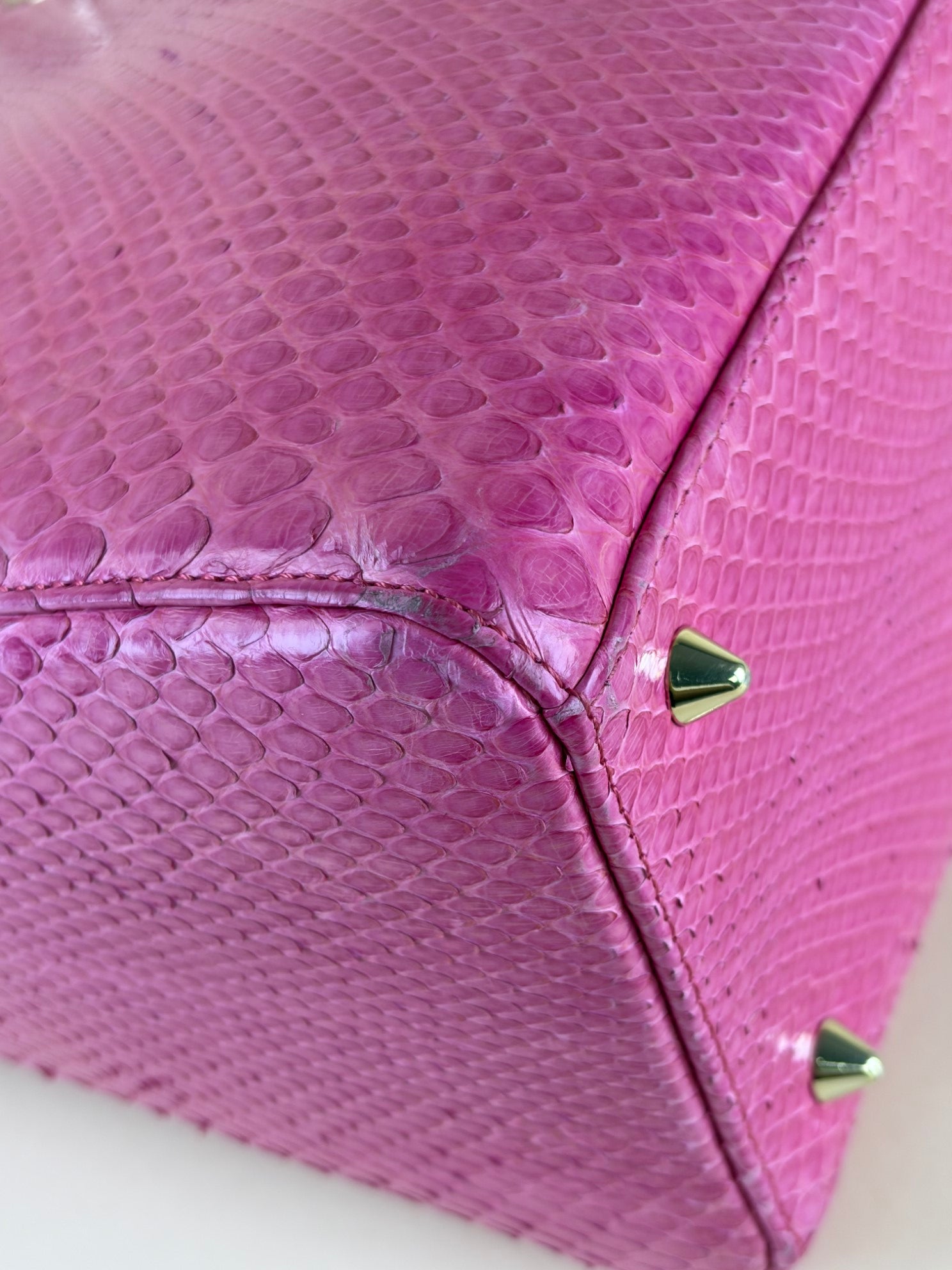 Christian Dior Pink Medium Lady Dior Python Bag with Strap