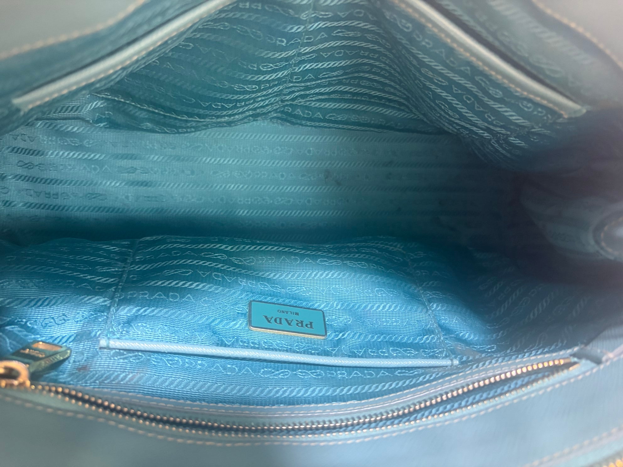 Prada cobalt Saffia no leather promenade small tote bag