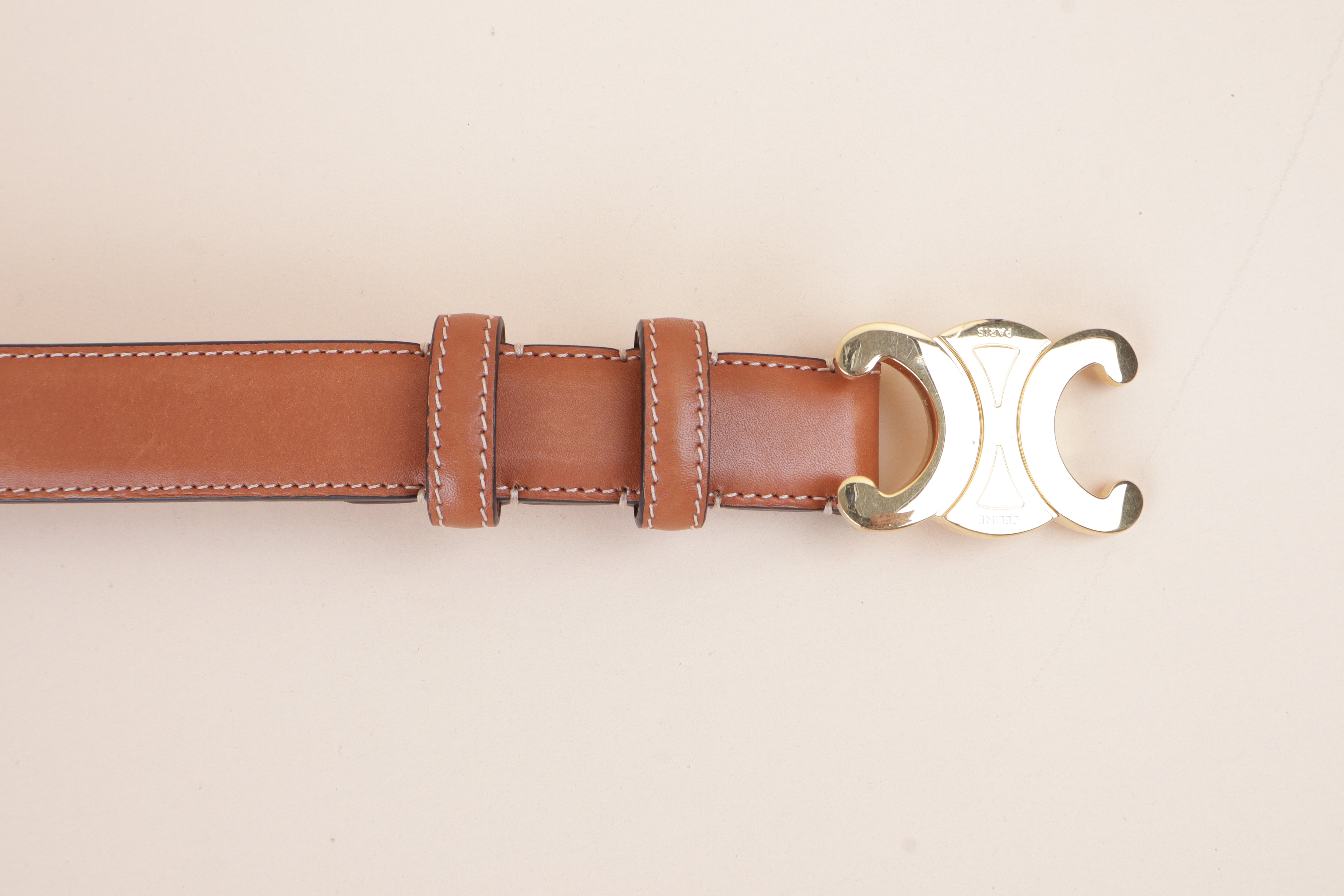 Celine camel Triomphe Belt
