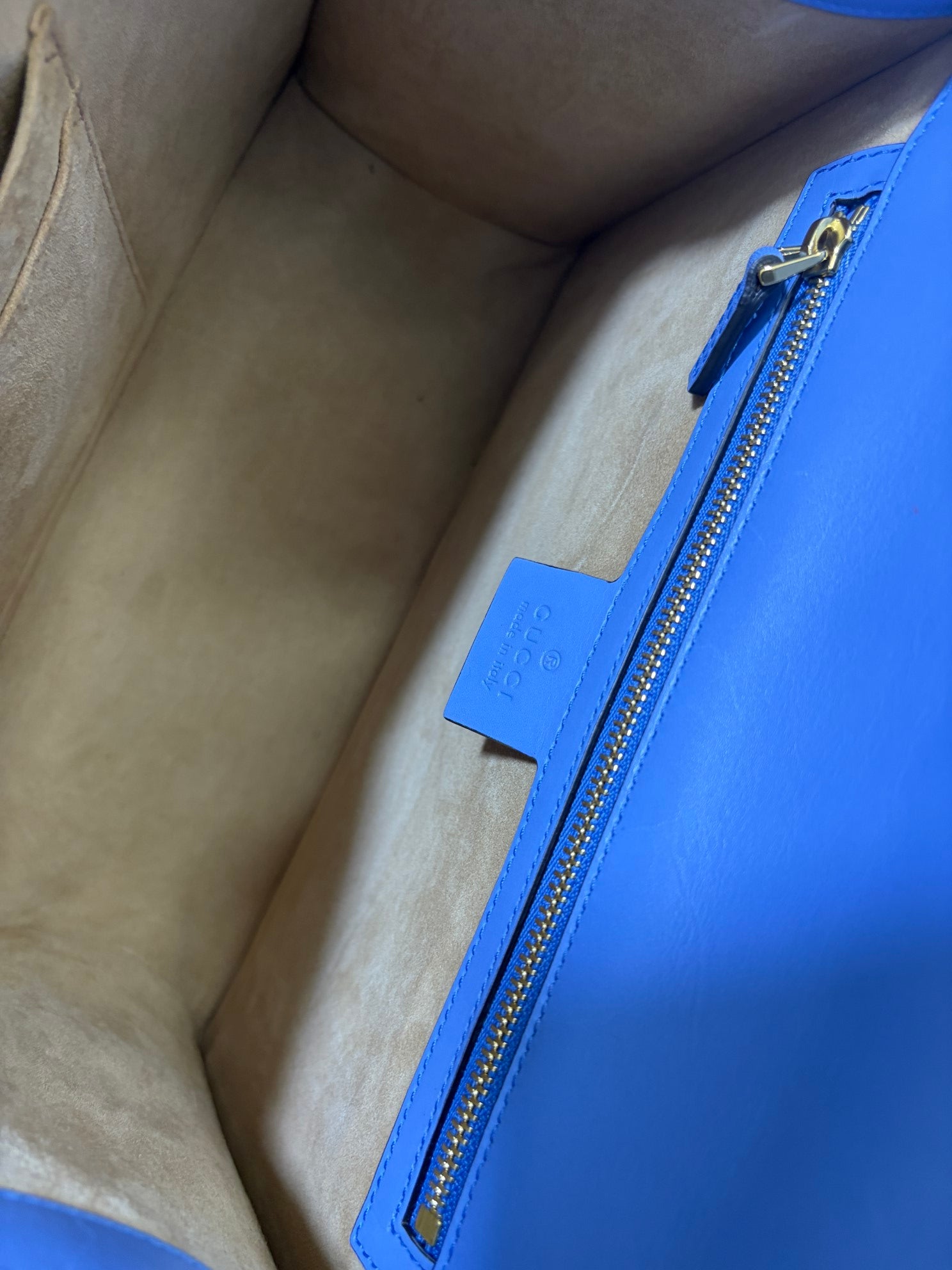 Gucci Blue Floral Embroidered Medium Sylvie Top Handle Bag with Strap