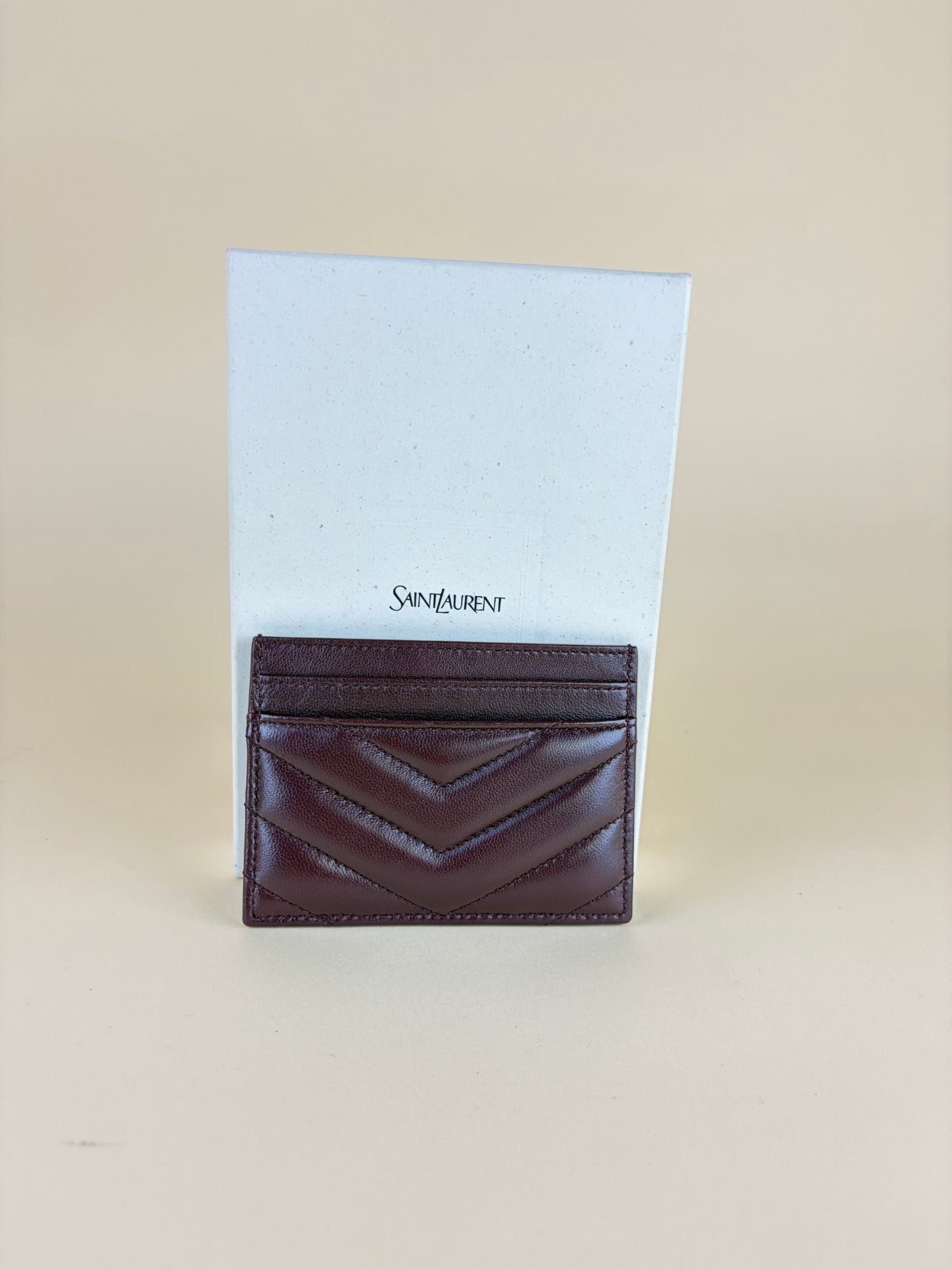 YSL Burgundy Cassandre Card Holder