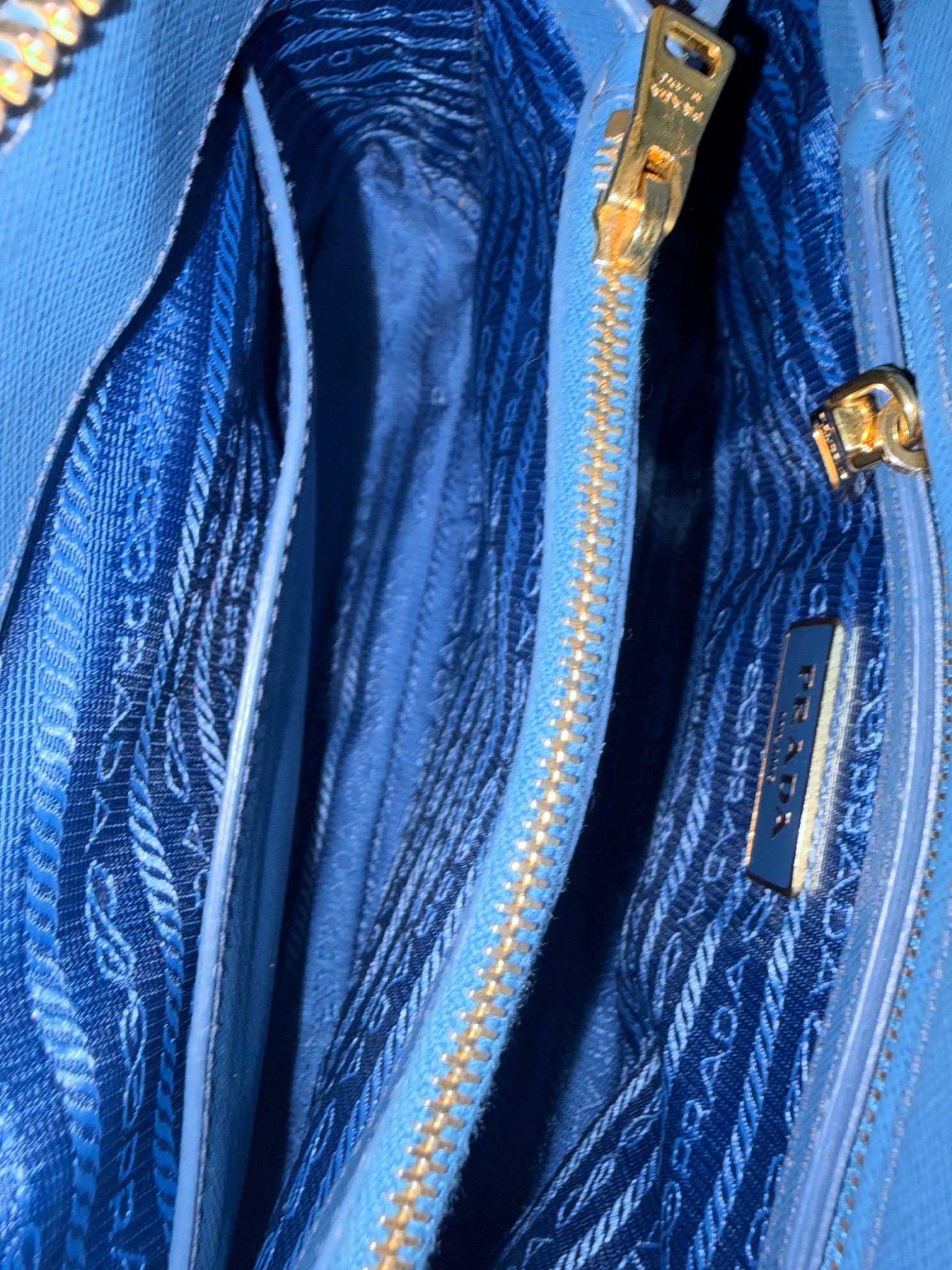 Prada cobalt Saffia no leather promenade small tote bag
