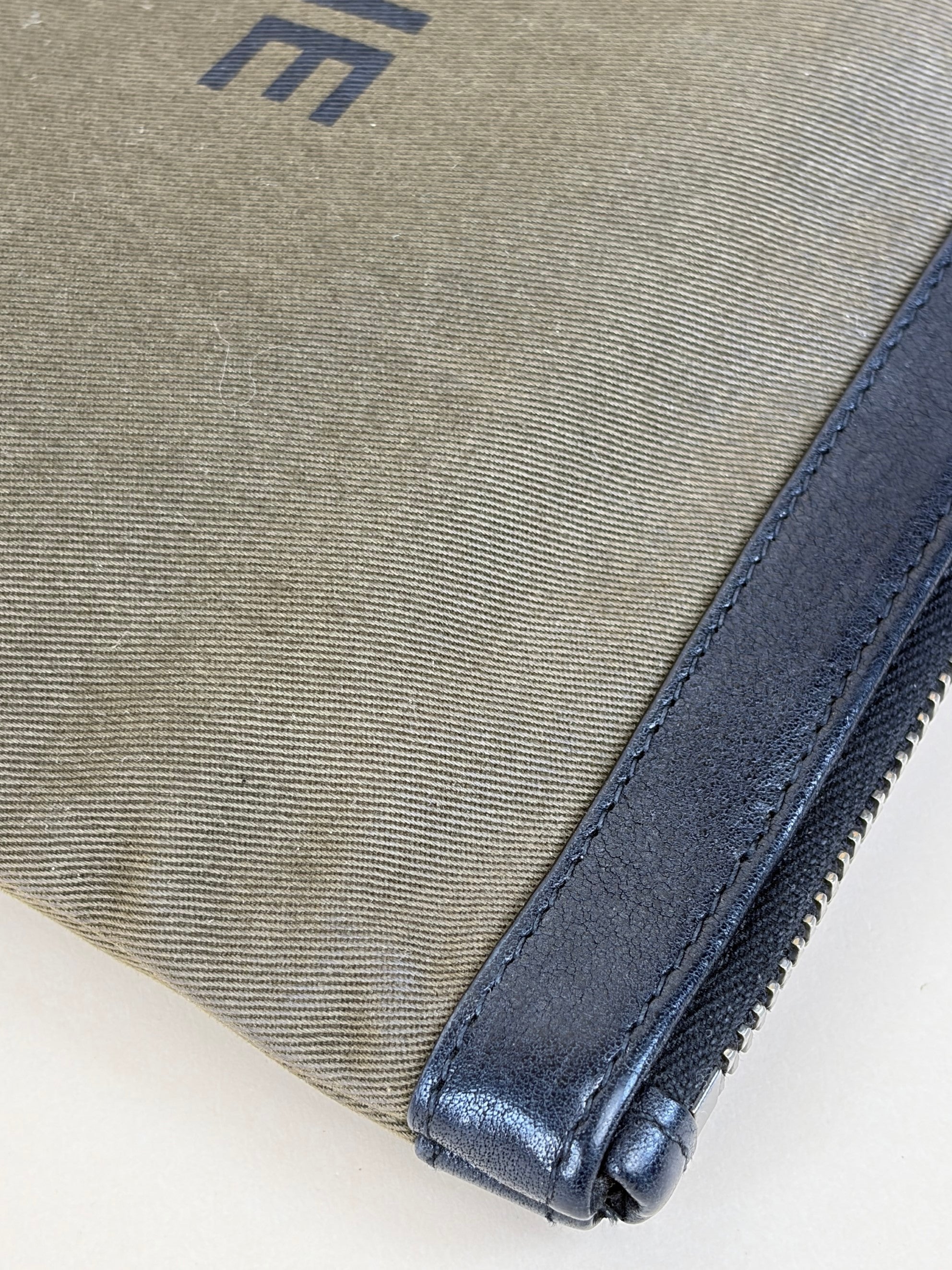 yel olive canvas rive gauche zipped pouch