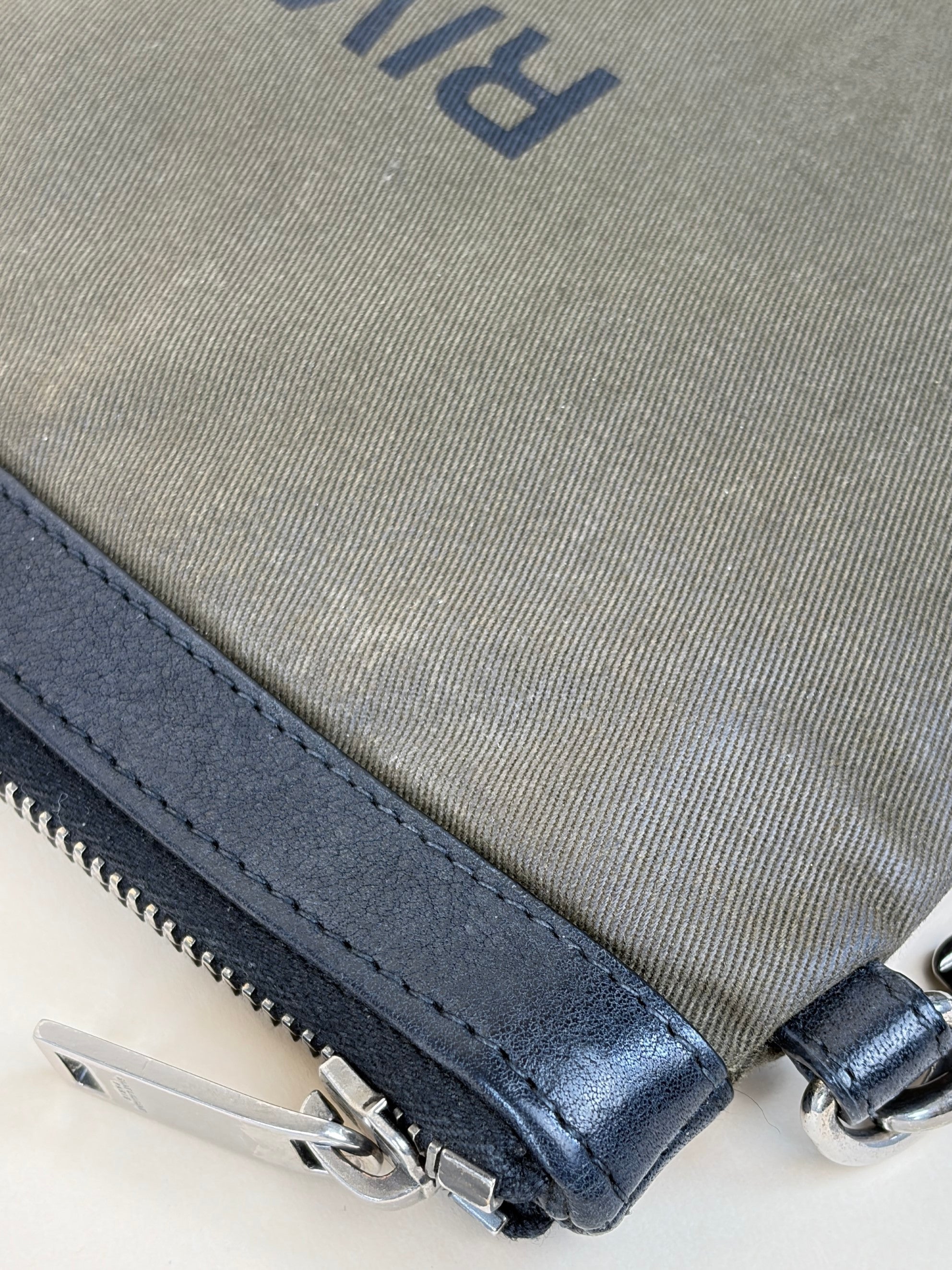 yel olive canvas rive gauche zipped pouch