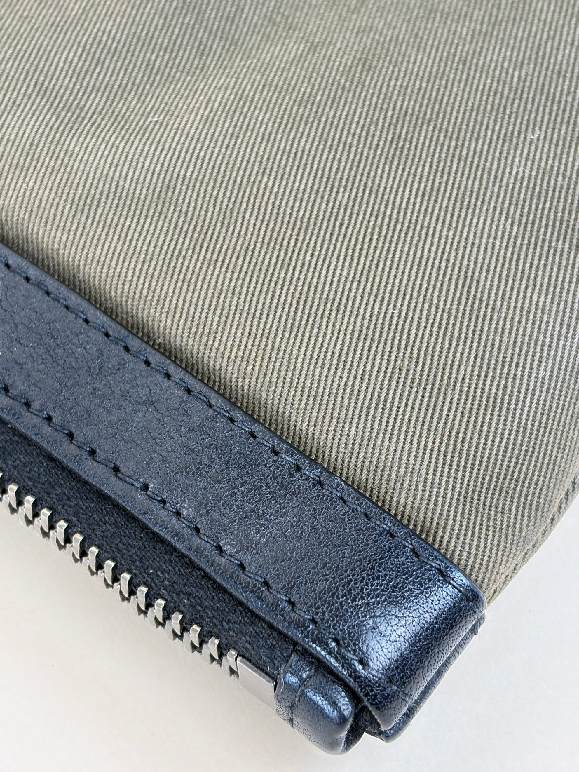 yel olive canvas rive gauche zipped pouch