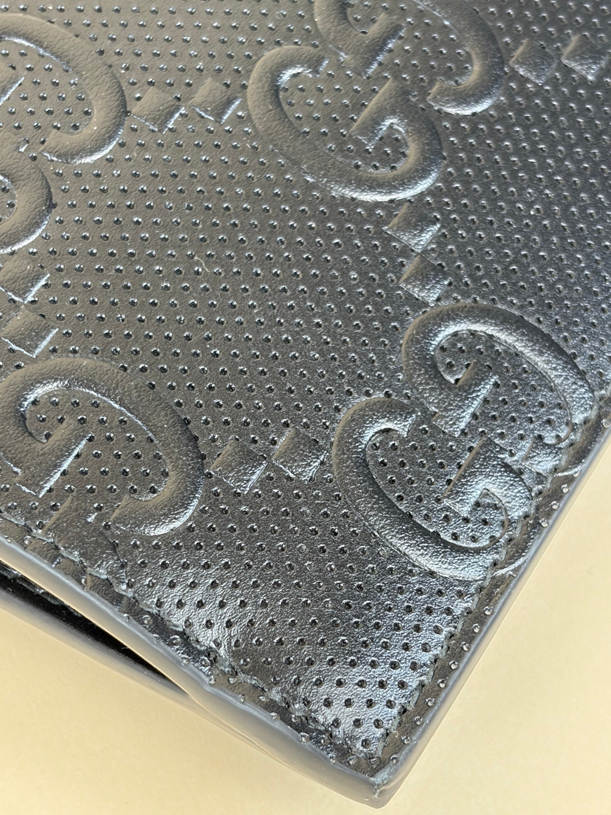 Gucci black Clutch calf skin gg tennis embossed wristlet pouch
