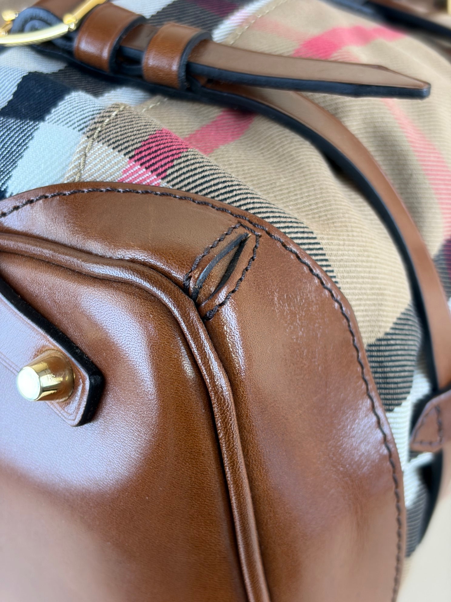 Burberry Brown Lynher Medium House Check Tote Bag