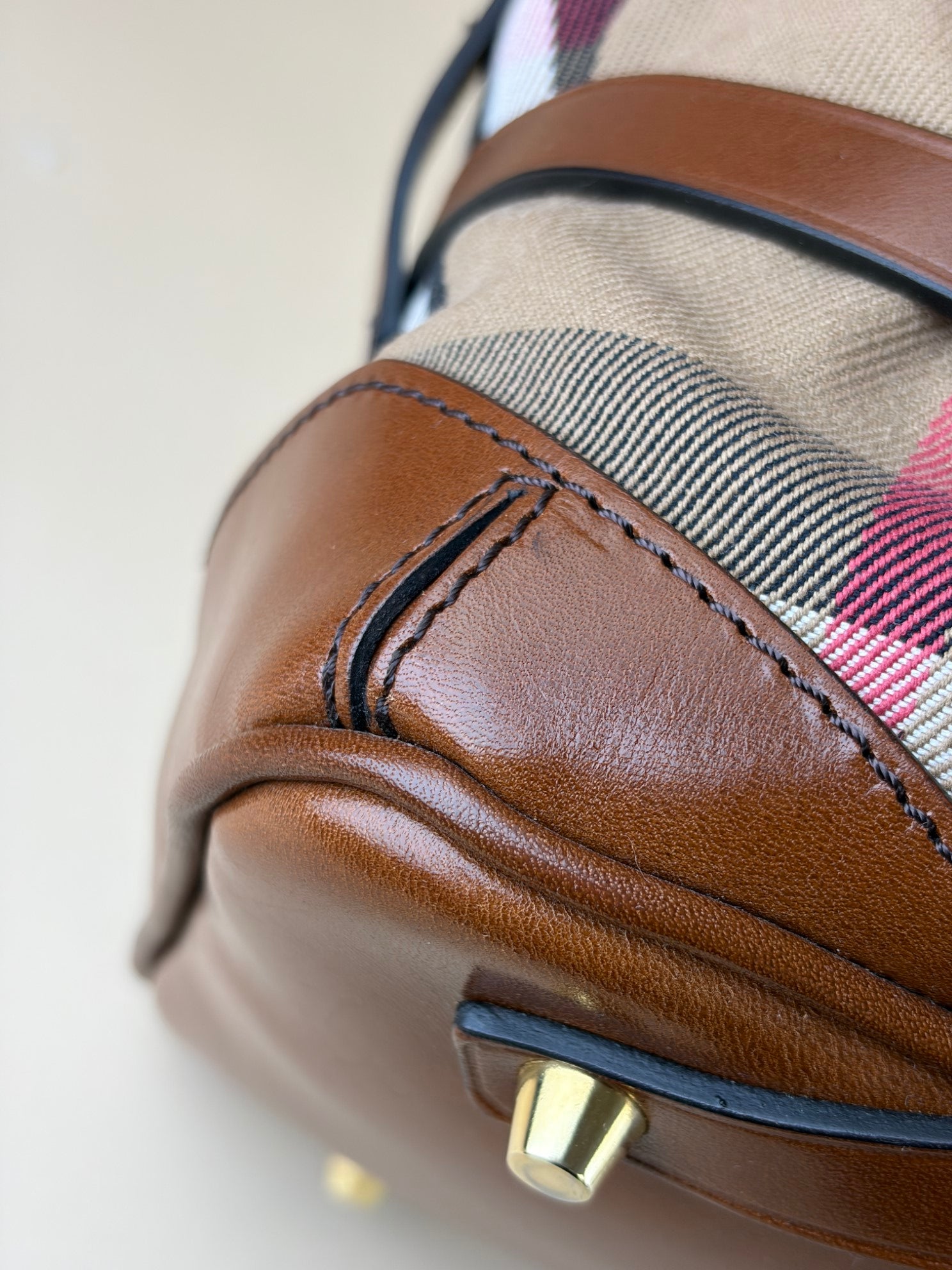 Burberry Brown Lynher Medium House Check Tote Bag