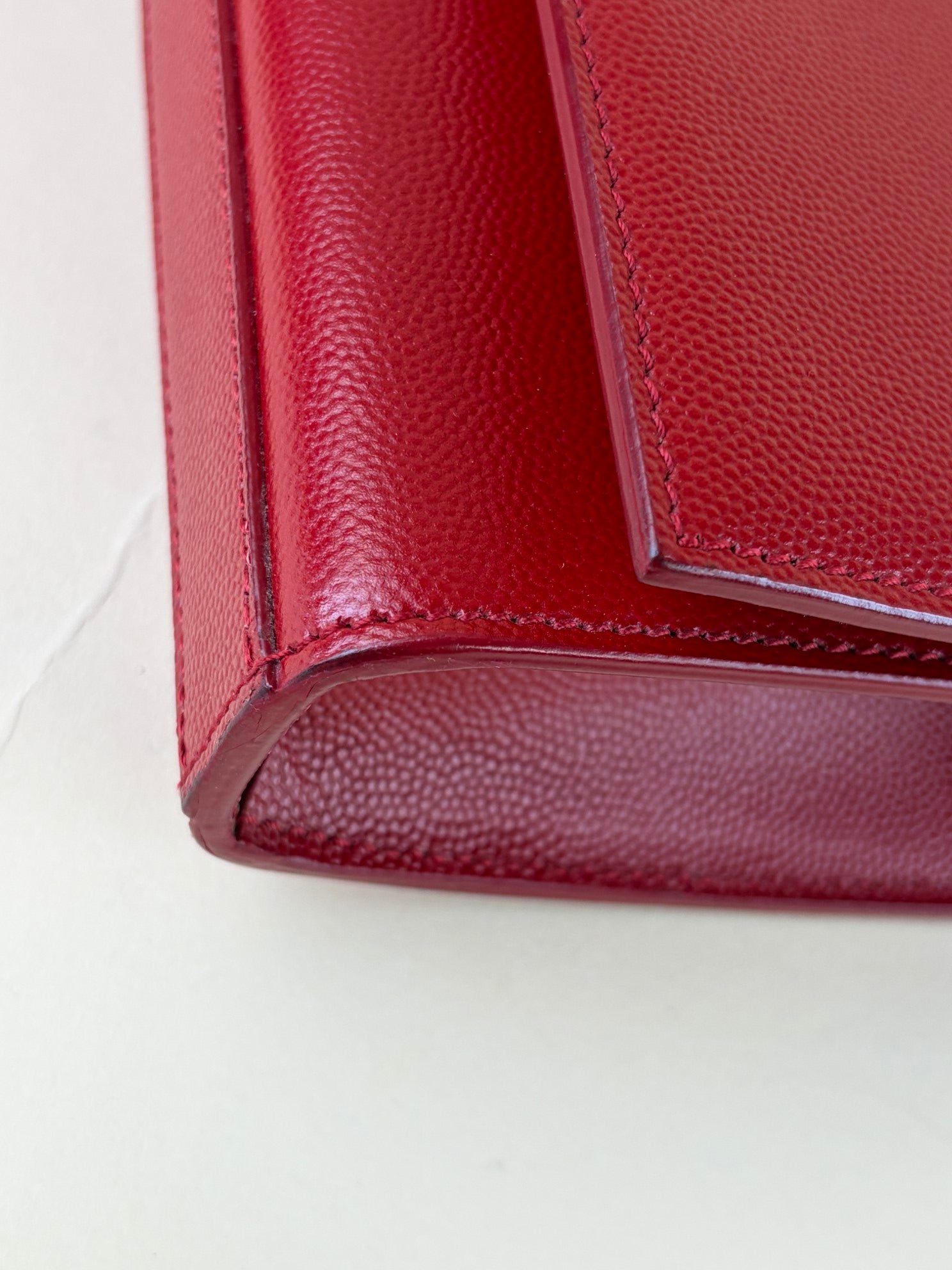 YSL Red Classic Monogram Cassandre Flap Clutch