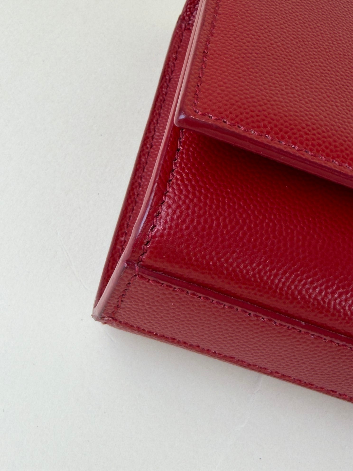 YSL Red Classic Monogram Cassandre Flap Clutch