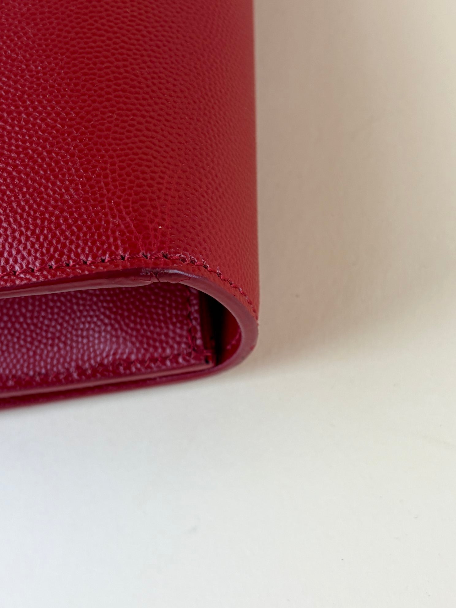 YSL Red Classic Monogram Cassandre Flap Clutch