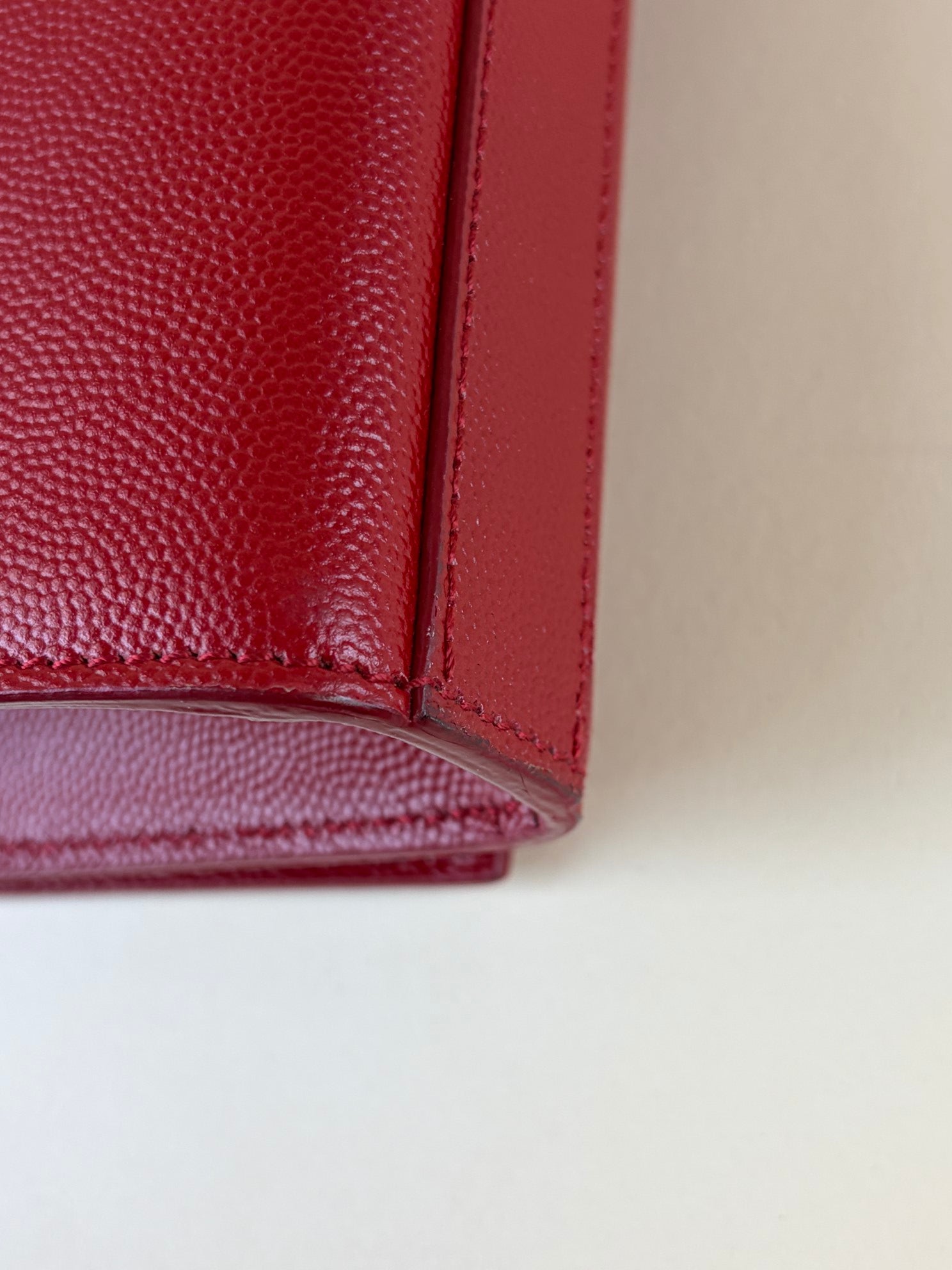 YSL Red Classic Monogram Cassandre Flap Clutch