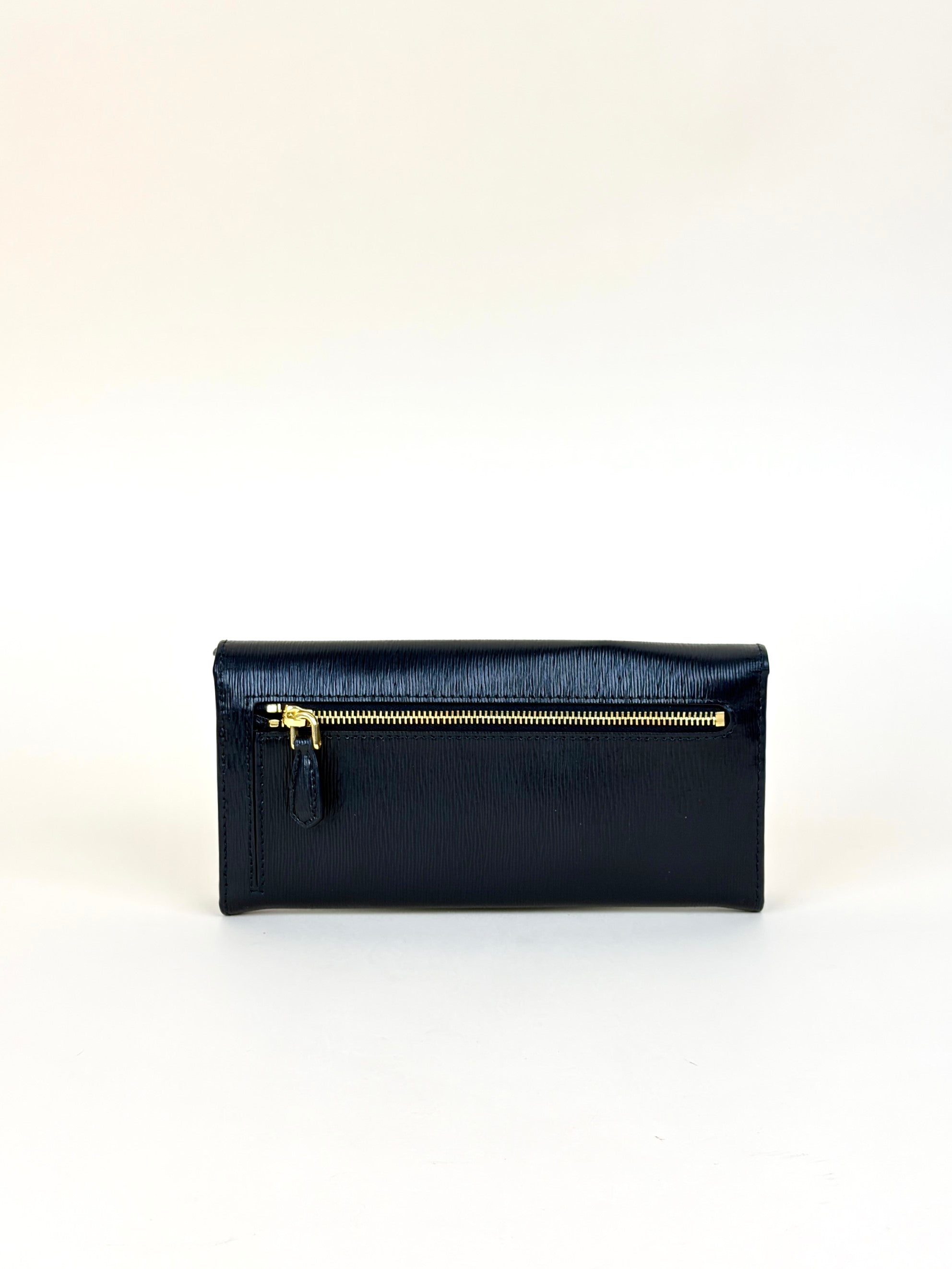 Prada black vitello move leather continental wallet
