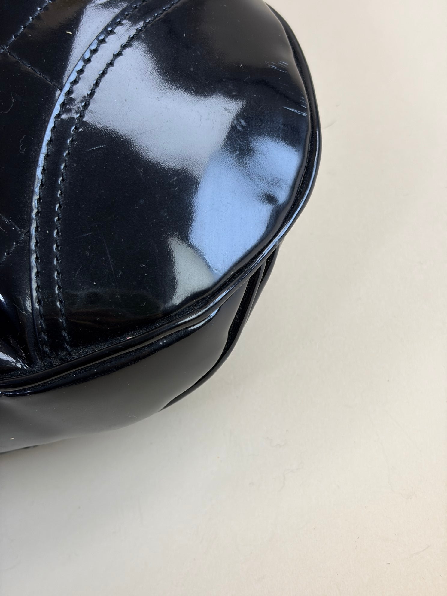 Burberry black quilted patent Brooke hobo bag