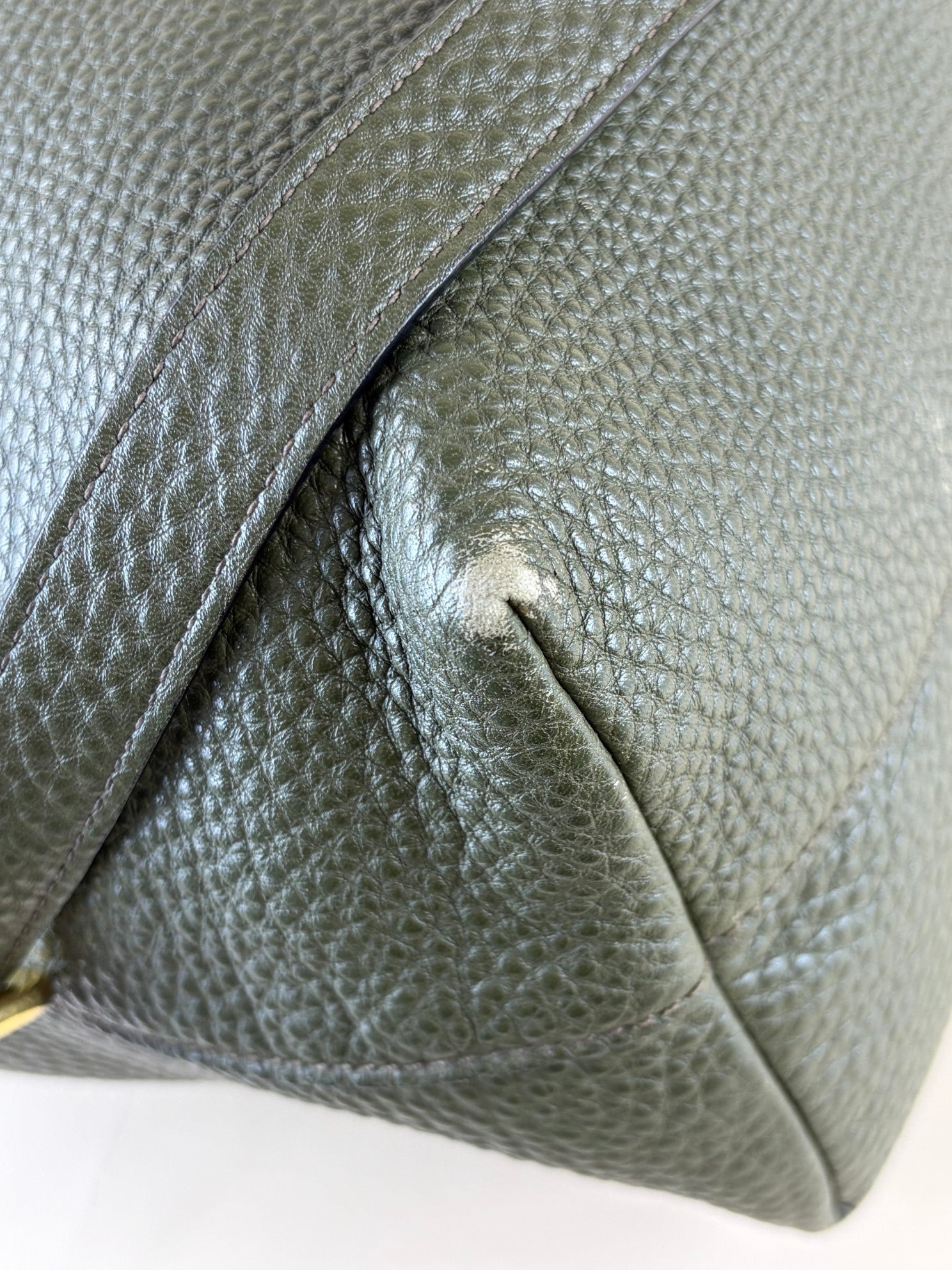 Prada Dark Green Vitello Daino Shopping Tote Bag