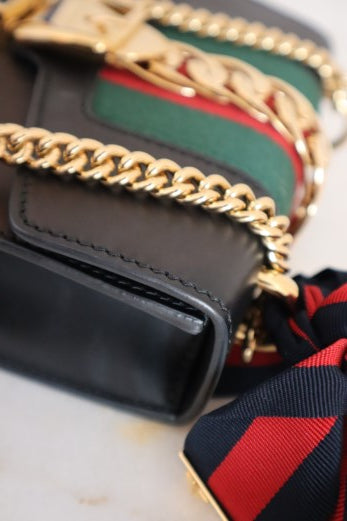 Gucci Black Sylvie Chain Mini Crossbody Bag-handbag-Gucci-The Closet Egypt