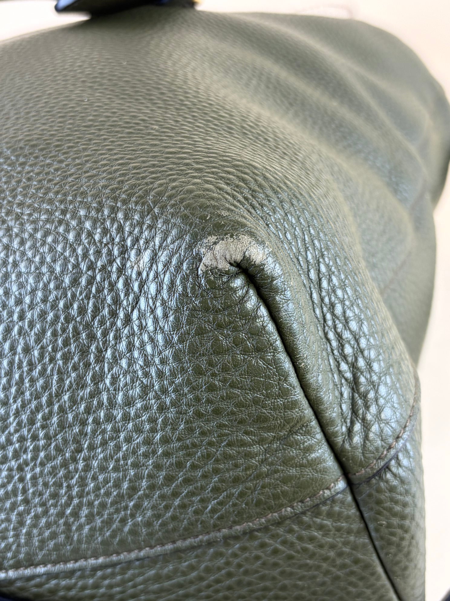 Prada Dark Green Vitello Daino Shopping Tote Bag