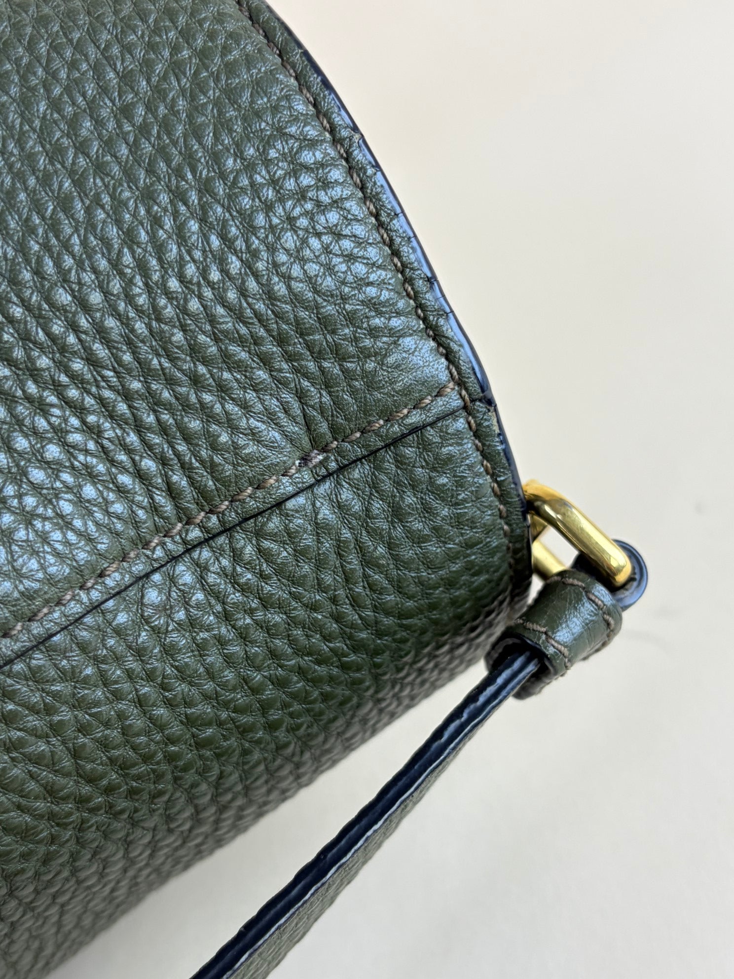 Prada Dark Green Vitello Daino Shopping Tote Bag
