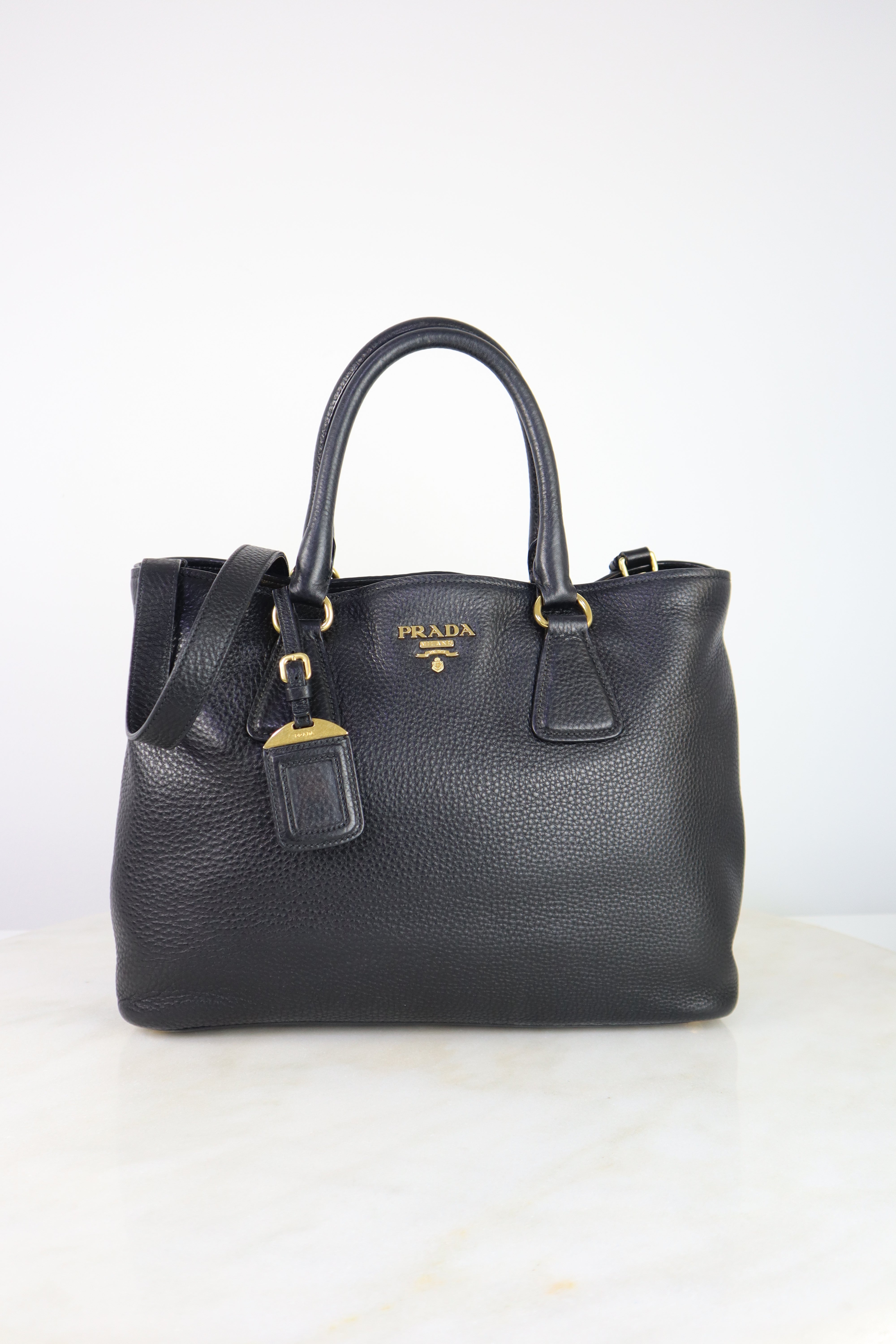 Prada Black Convertible Shopping Top Handle Bag