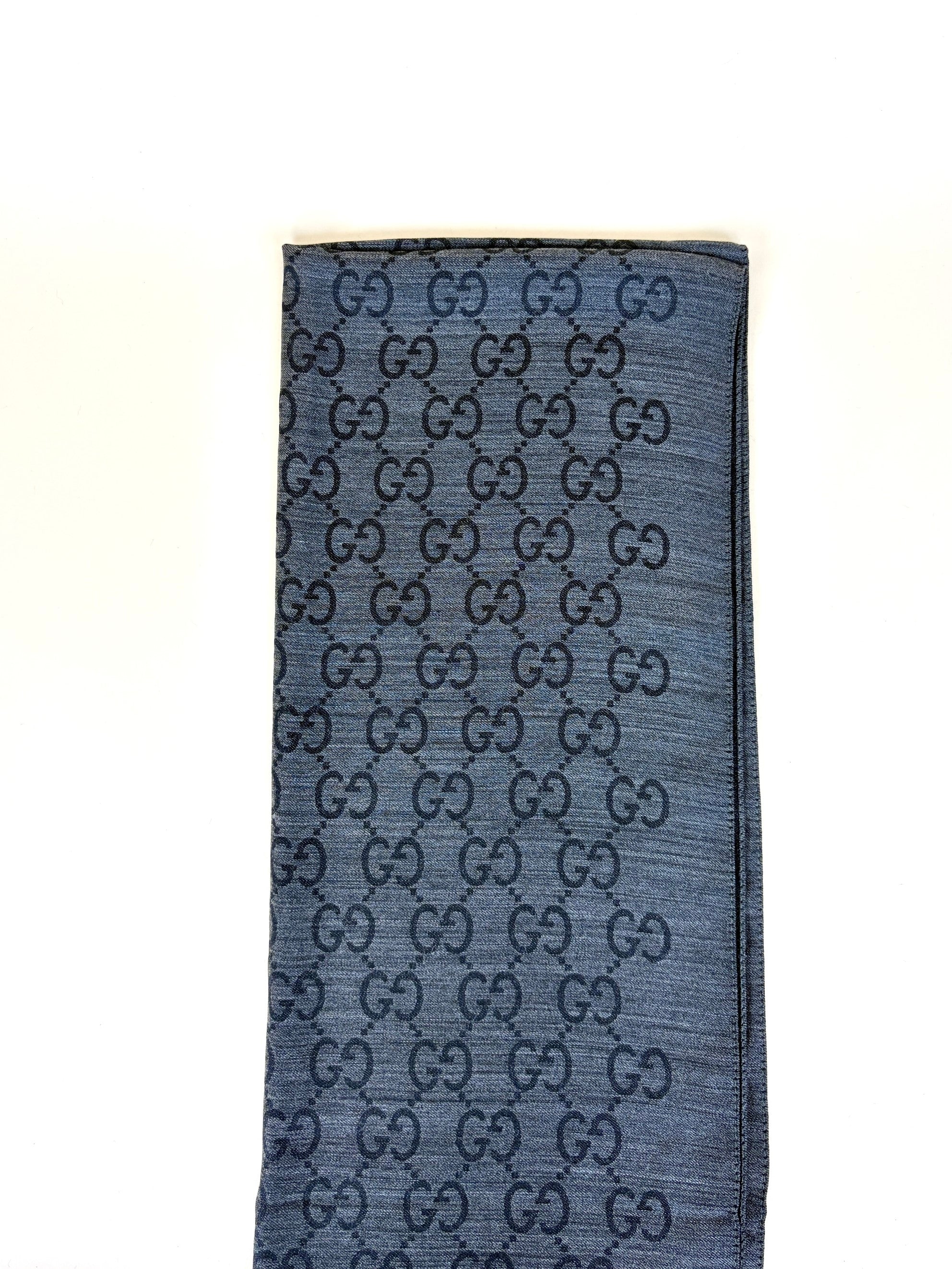 Gucci dark grey GG monogram silk Scarf