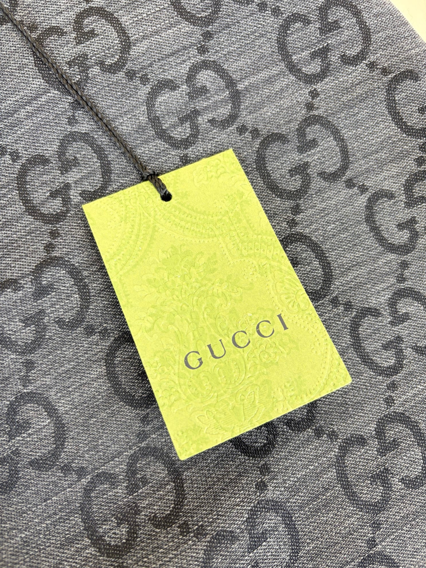 Gucci dark grey GG monogram silk Scarf