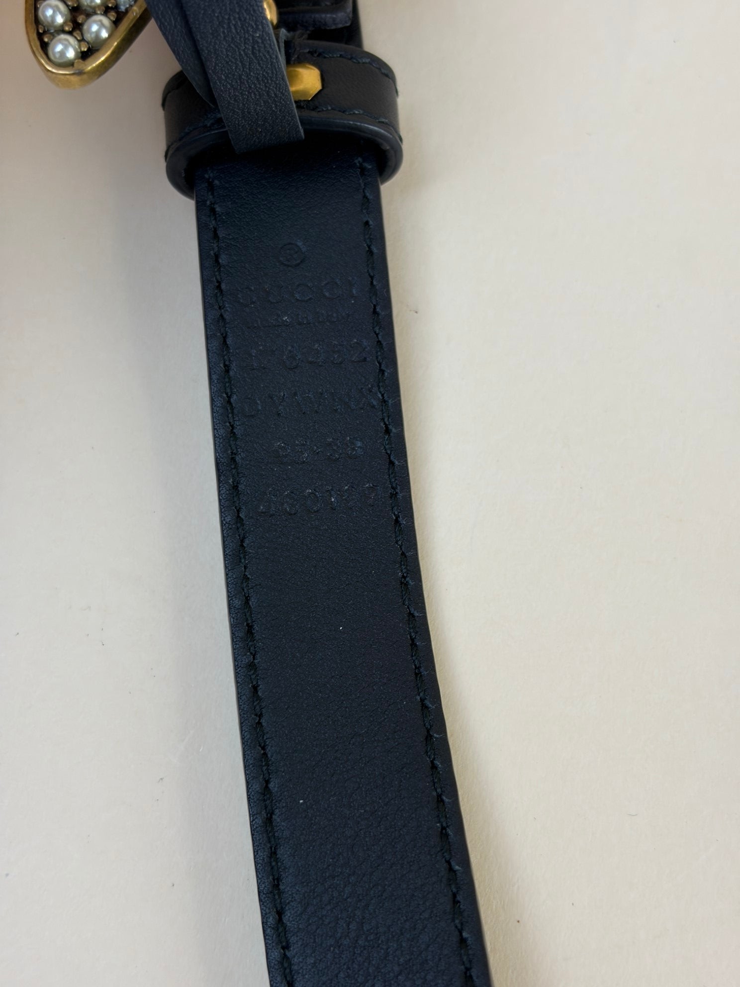 Gucci Black Queen Margaret Bee Belt 38