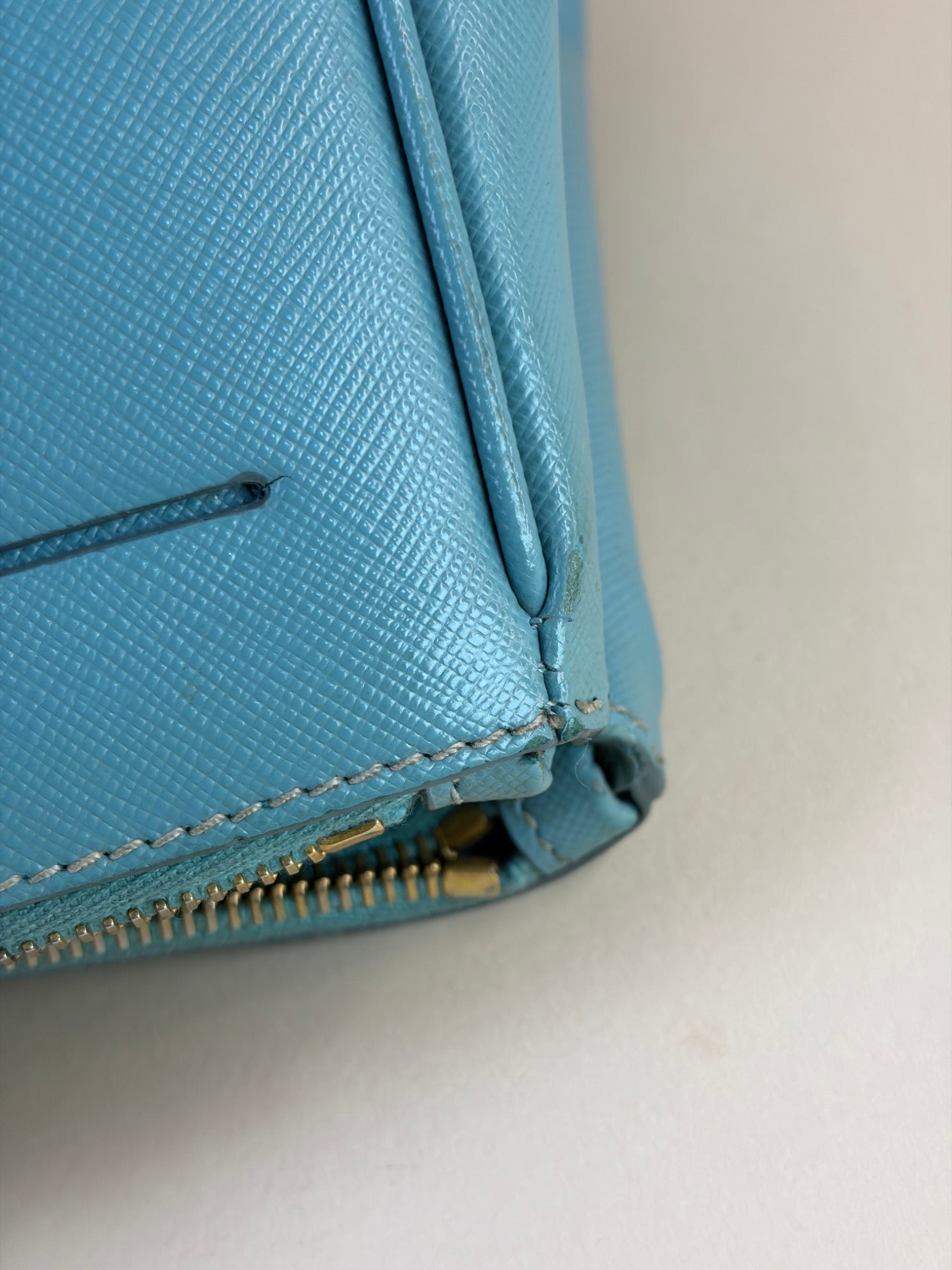 Prada Light Green Double Zipper Bag with Strap