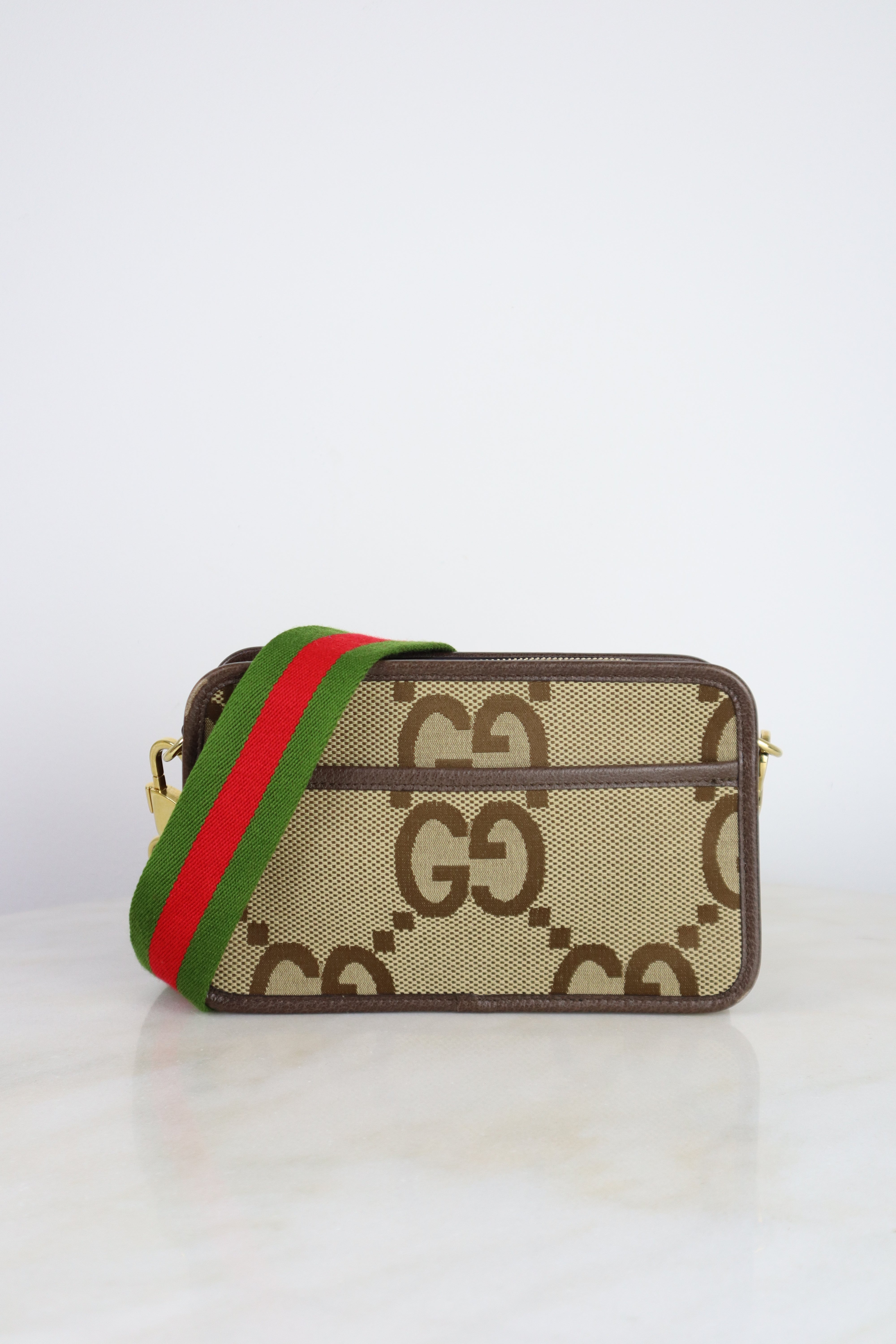 Gucci Ebony Jumbo GG Cross Zip Camera Bag