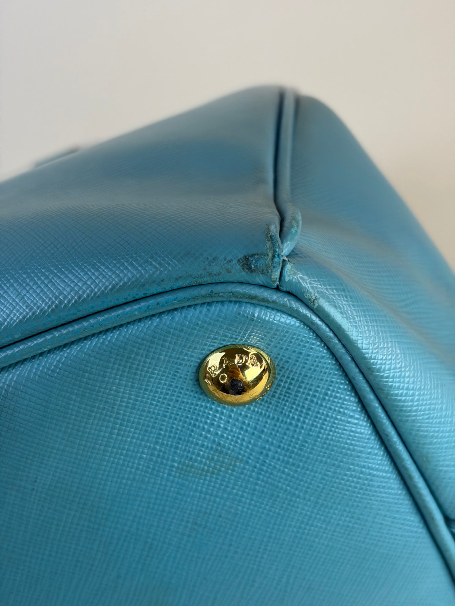 Prada Light Green Double Zipper Bag with Strap
