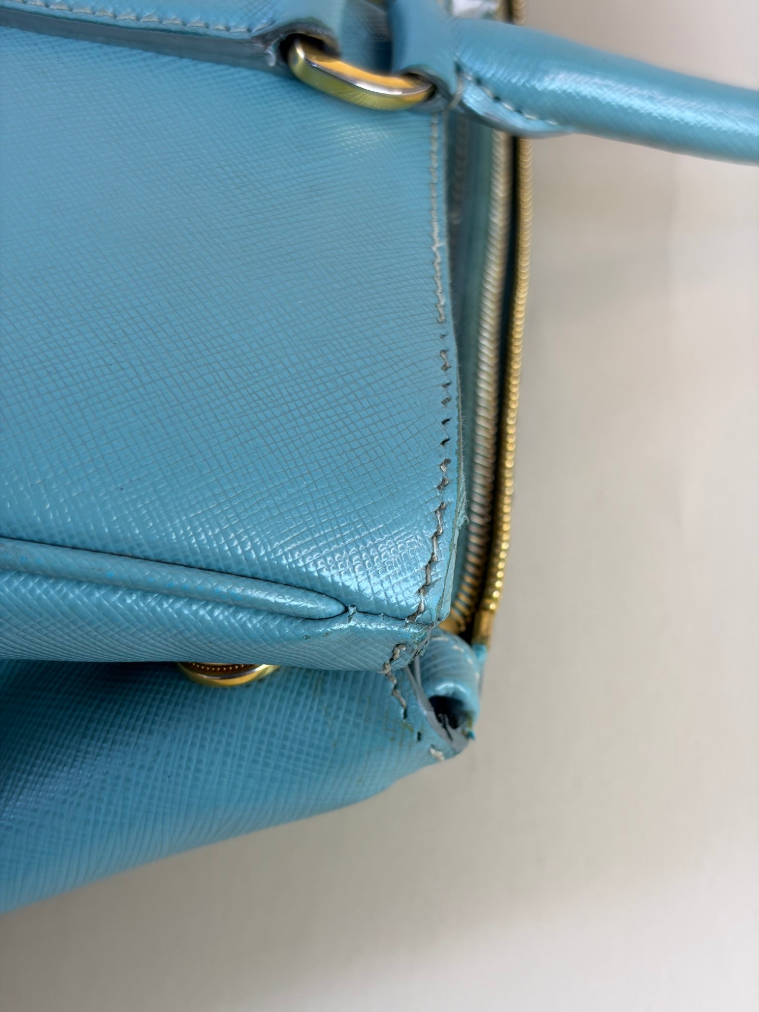 Prada Light Green Double Zipper Bag with Strap