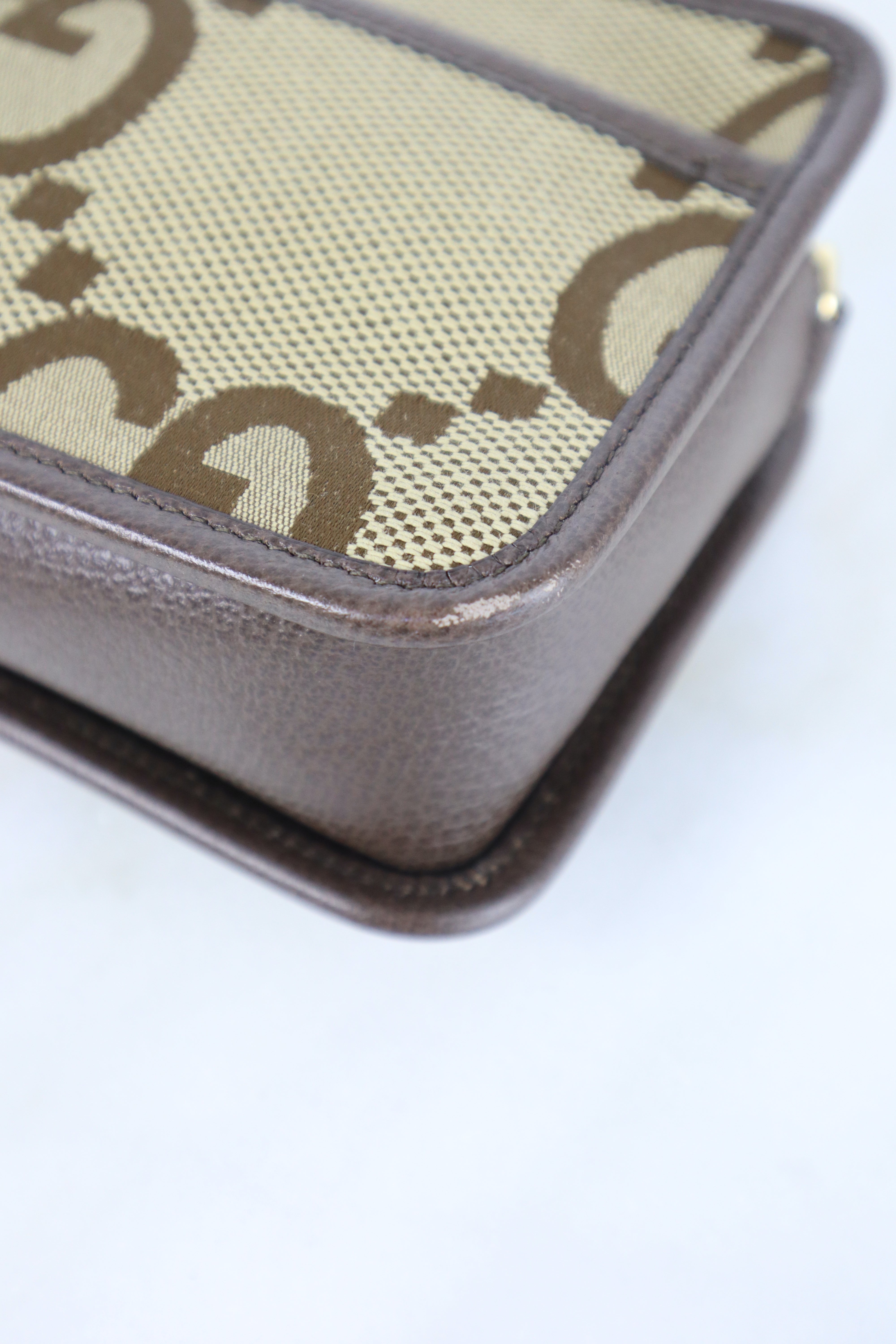 Gucci Ebony Jumbo GG Cross Zip Camera Bag
