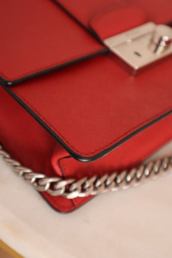 Prada Red Pattina Shoulder Bag-handbag-Prada-The Closet Egypt