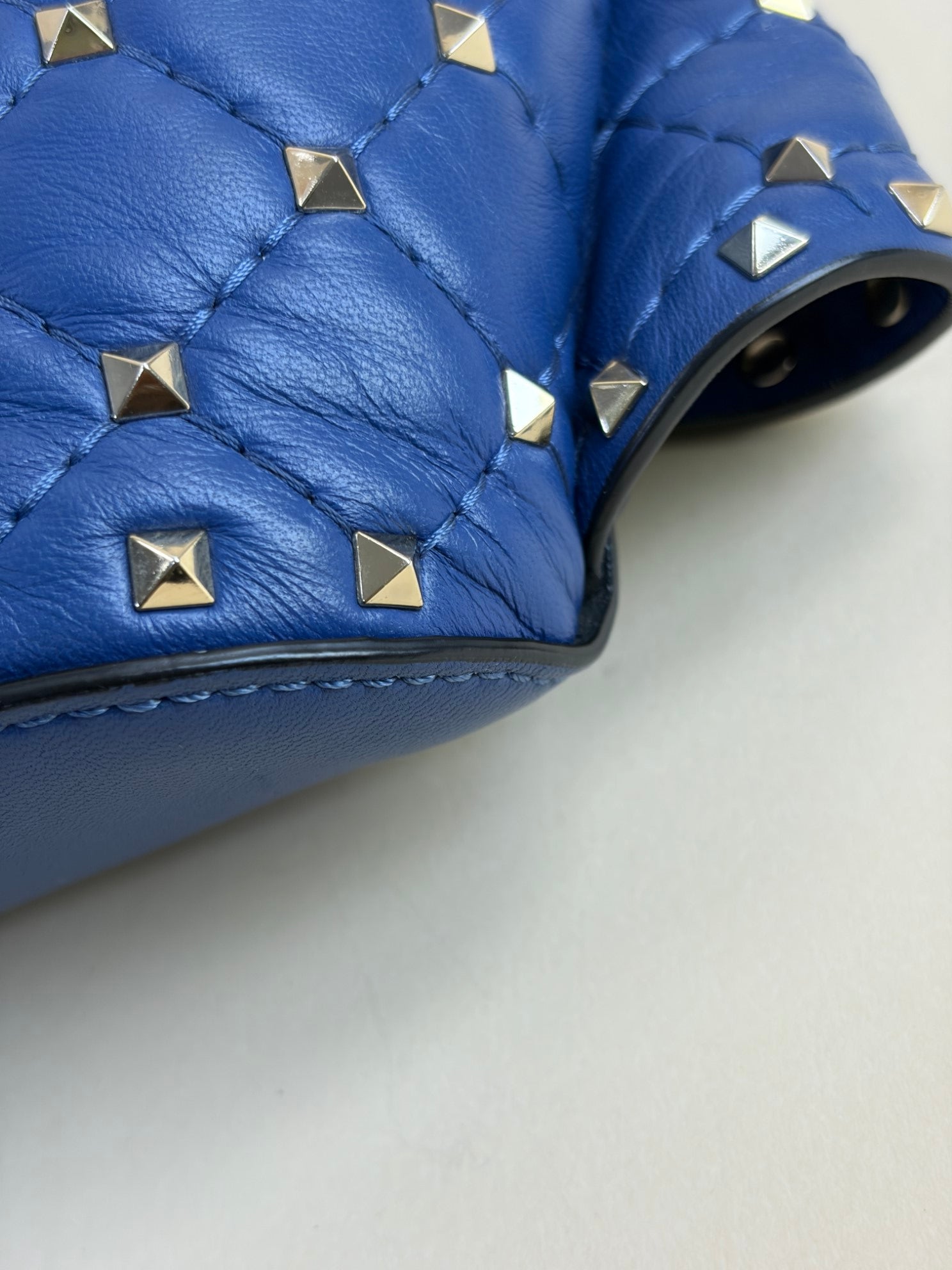 Valentino Blue quilted leather Rockstud Spike Belt Bag