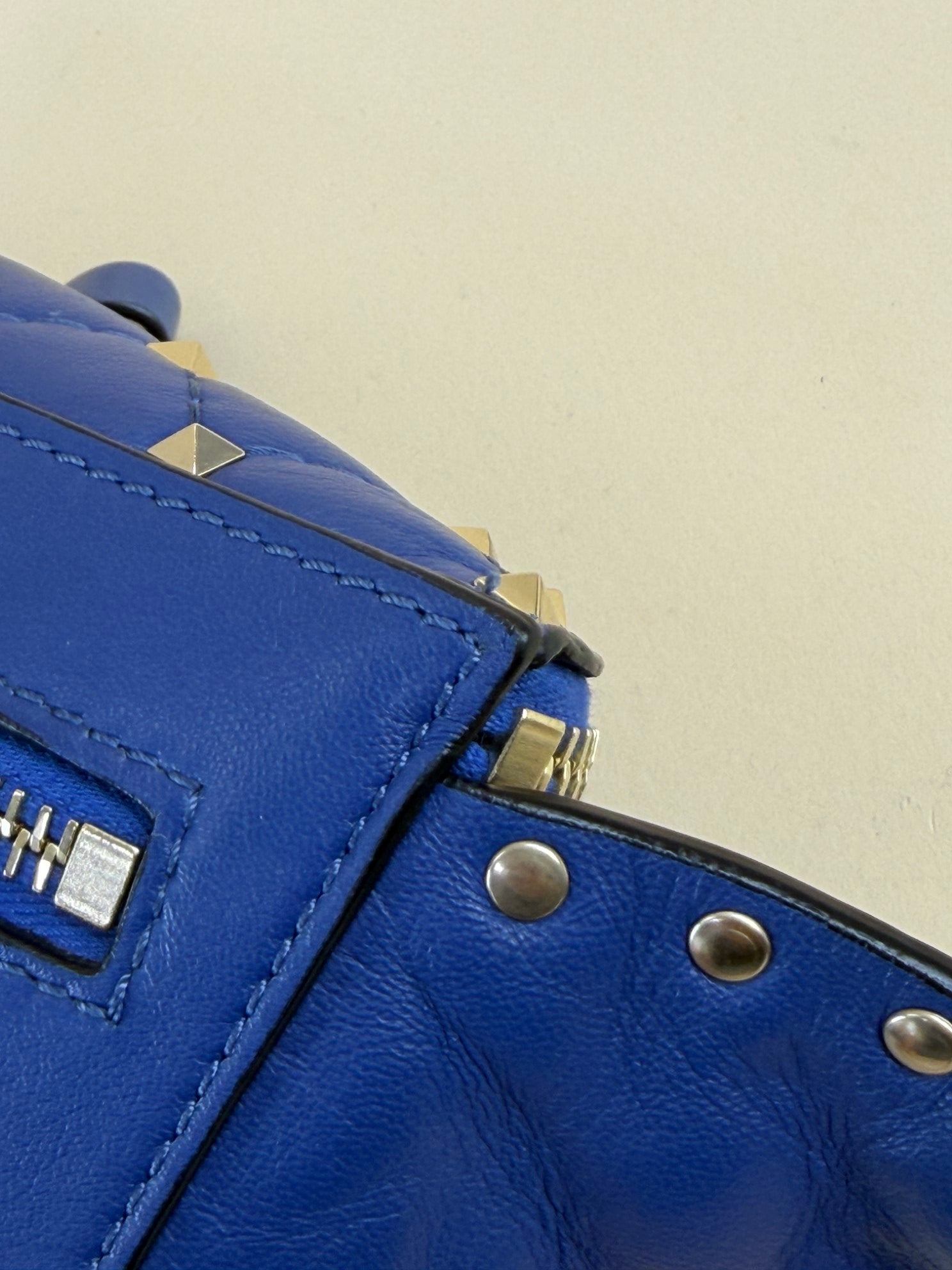 Valentino Blue quilted leather Rockstud Spike Belt Bag