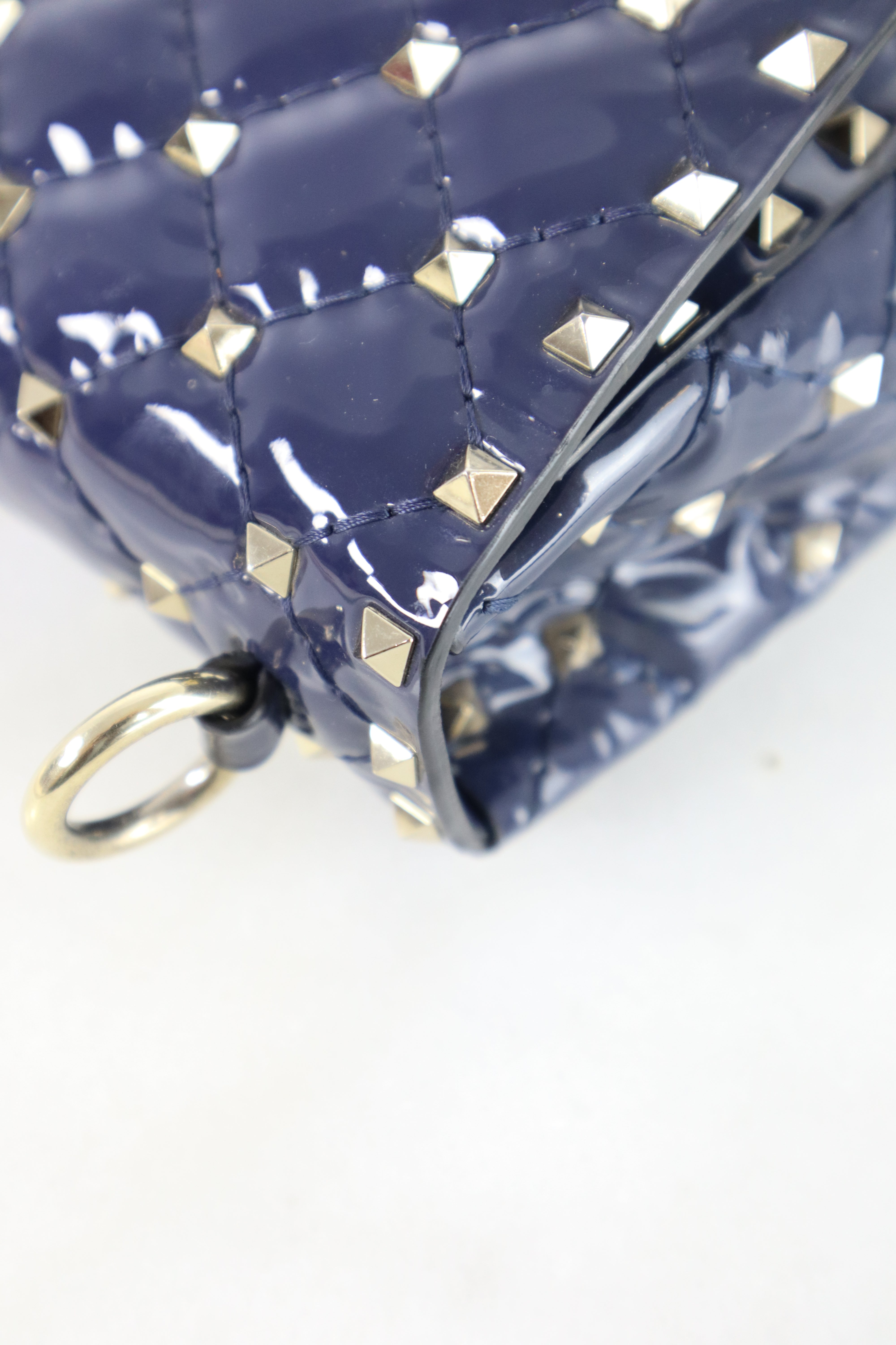Valentino Navy Blue Medium Rockstud Spike Top Handle Bag