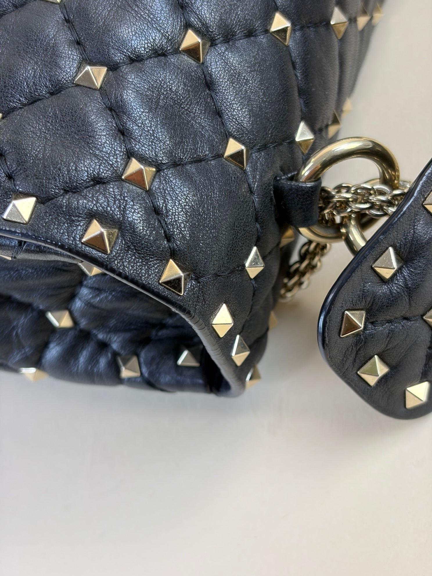 Valentino black quilted Nappa leather rock stud spike large