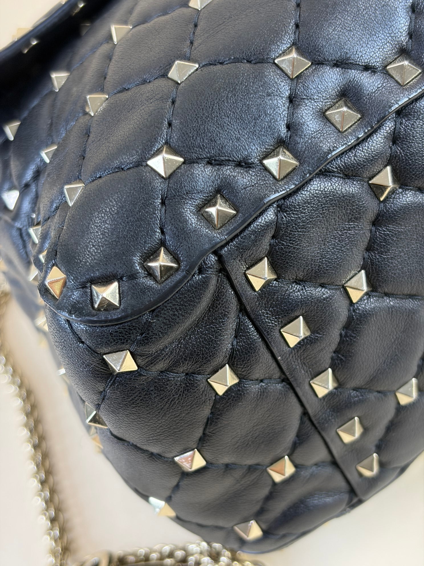 Valentino black quilted Nappa leather rock stud spike large