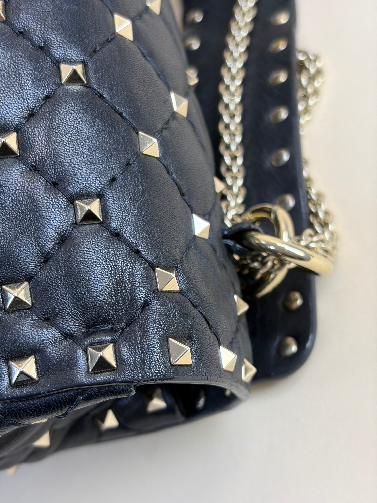 Valentino black quilted Nappa leather rock stud spike large