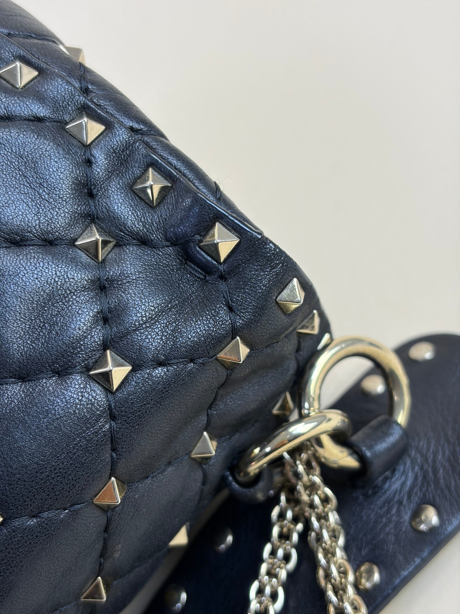 Valentino black quilted Nappa leather rock stud spike large