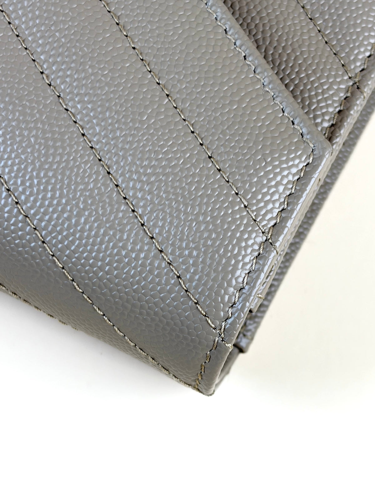 YSL dark beige grain de Poudre leather Cassandre envelope