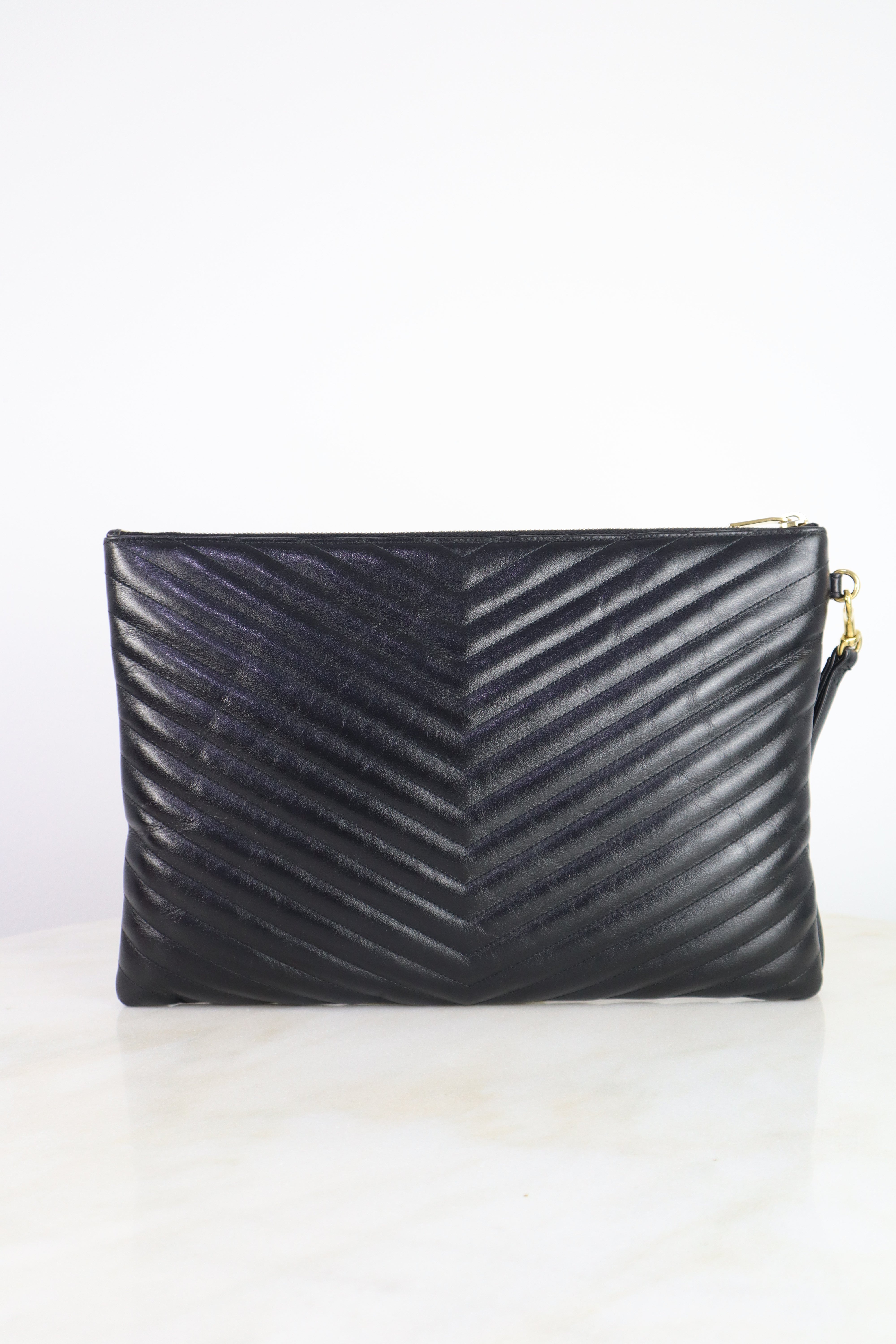 YSL Black Cassandre Classic Tablet Clutch