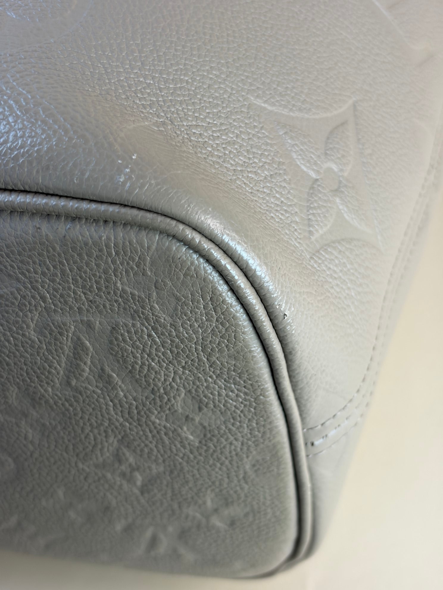 Louis Vuitton Turtledove Monogram Empreinte Neverfull MM Tote Bag with Pouch