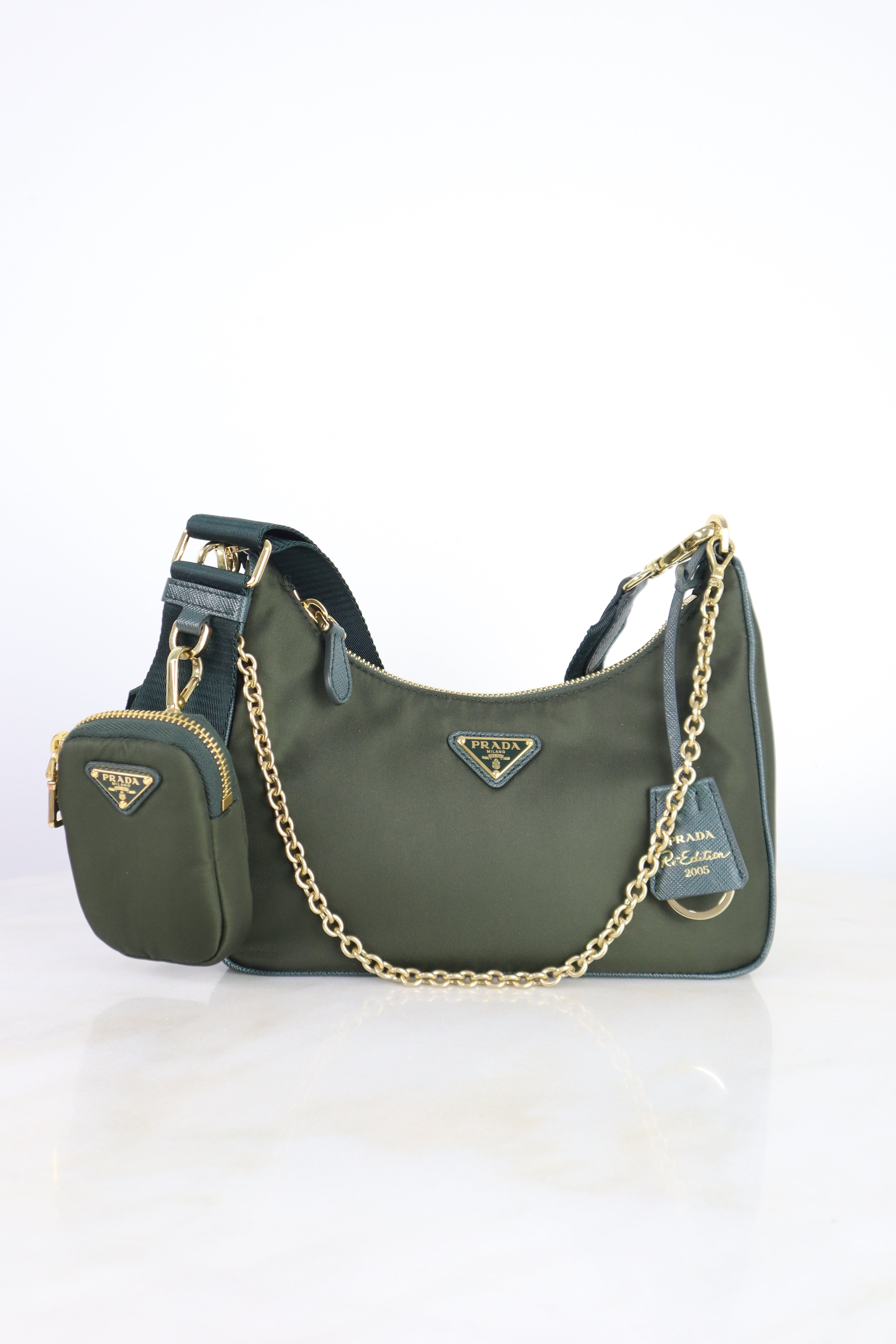 Prada Dark Green Nylon Re-Edition 2005 Bag