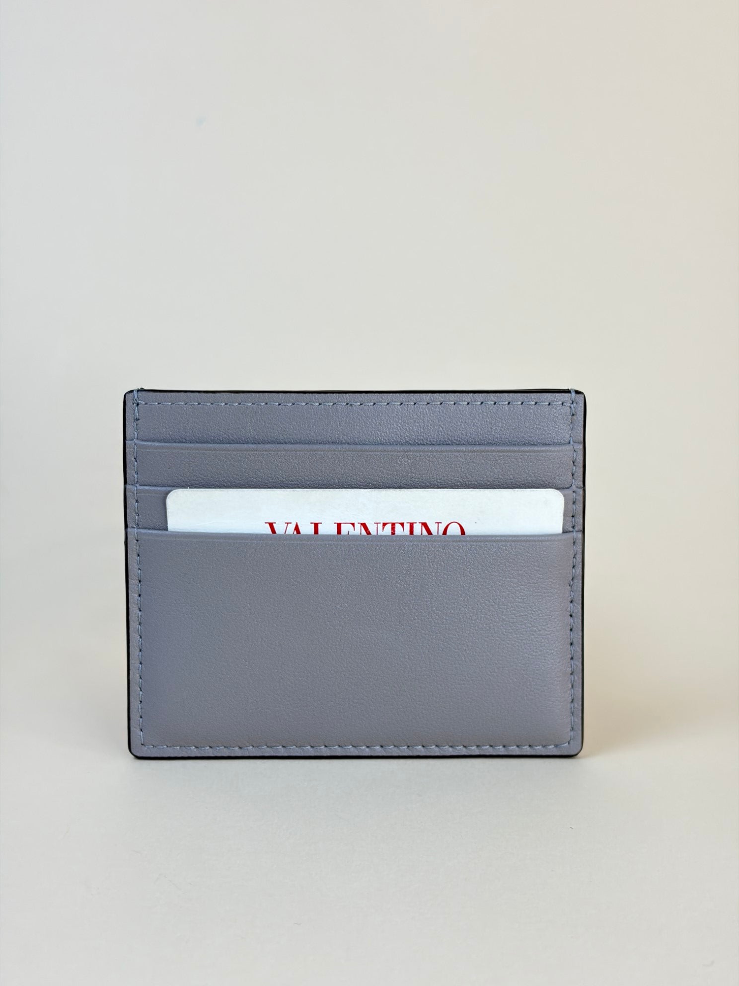 Valentino Grey Vlogo Signature Card Holder