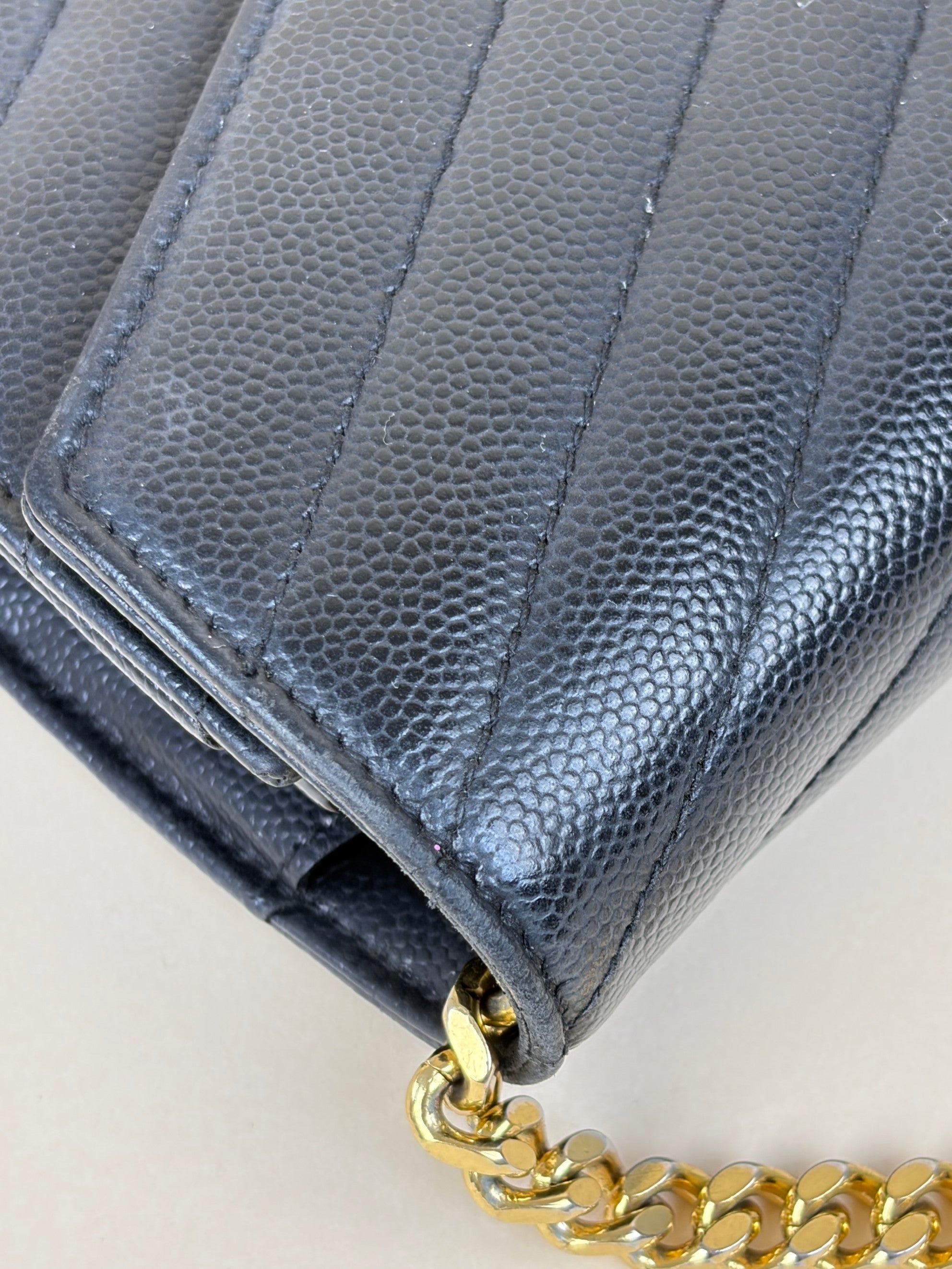 YSL Black Classic Cassandre Chain Wallet