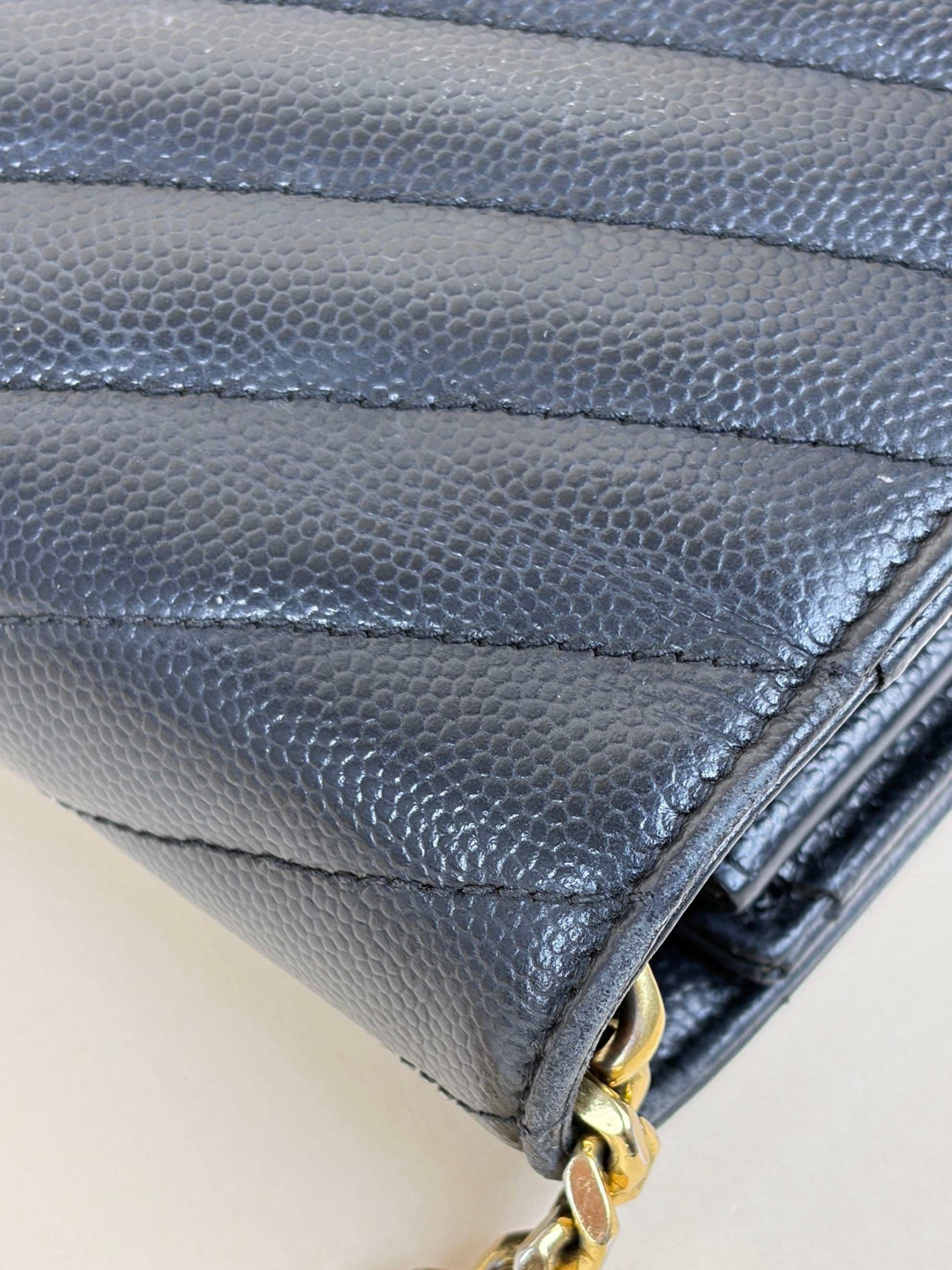 YSL Black Classic Cassandre Chain Wallet