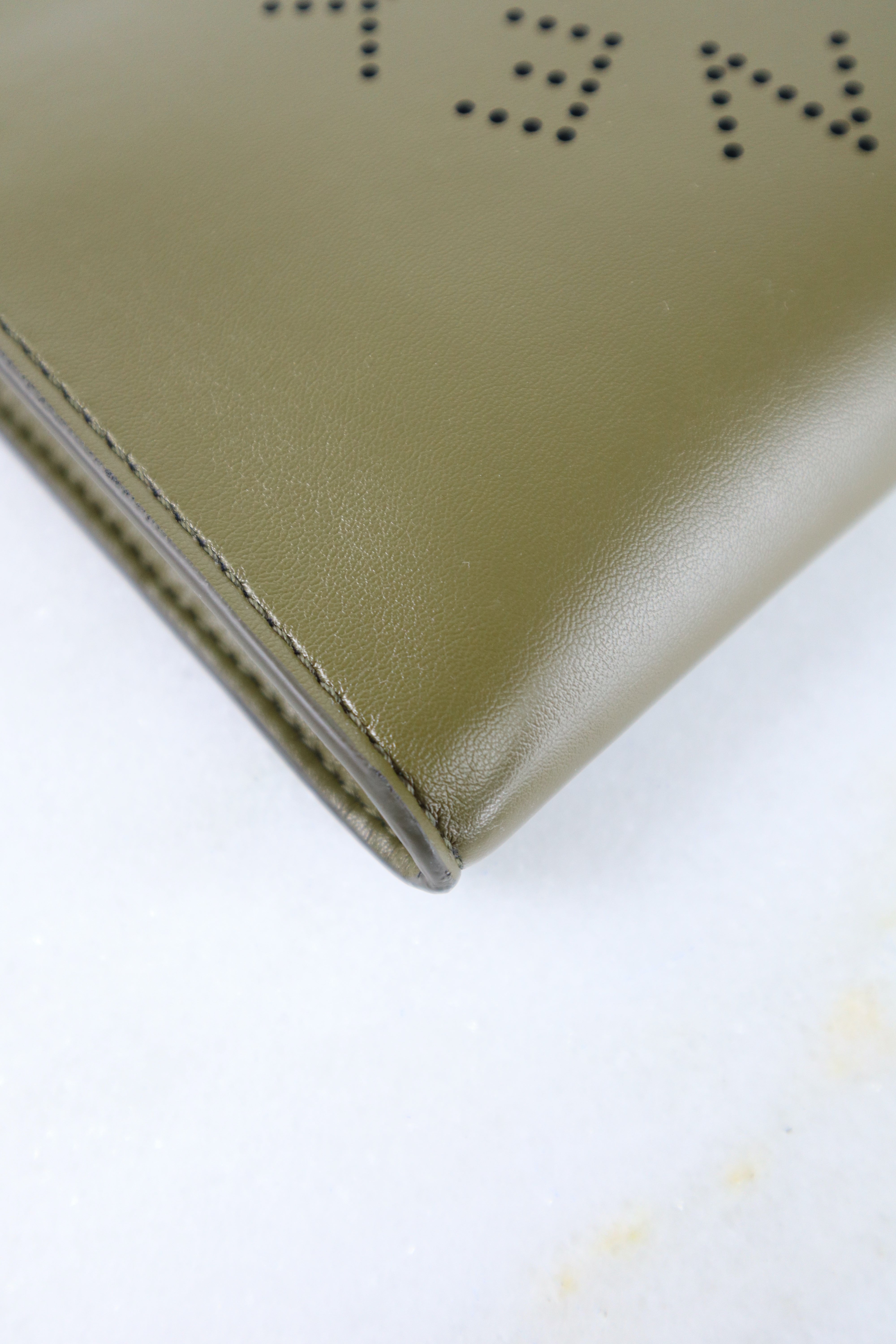 Stella Mccartney Olive Alter Nappa Perforated Logo Pouch
