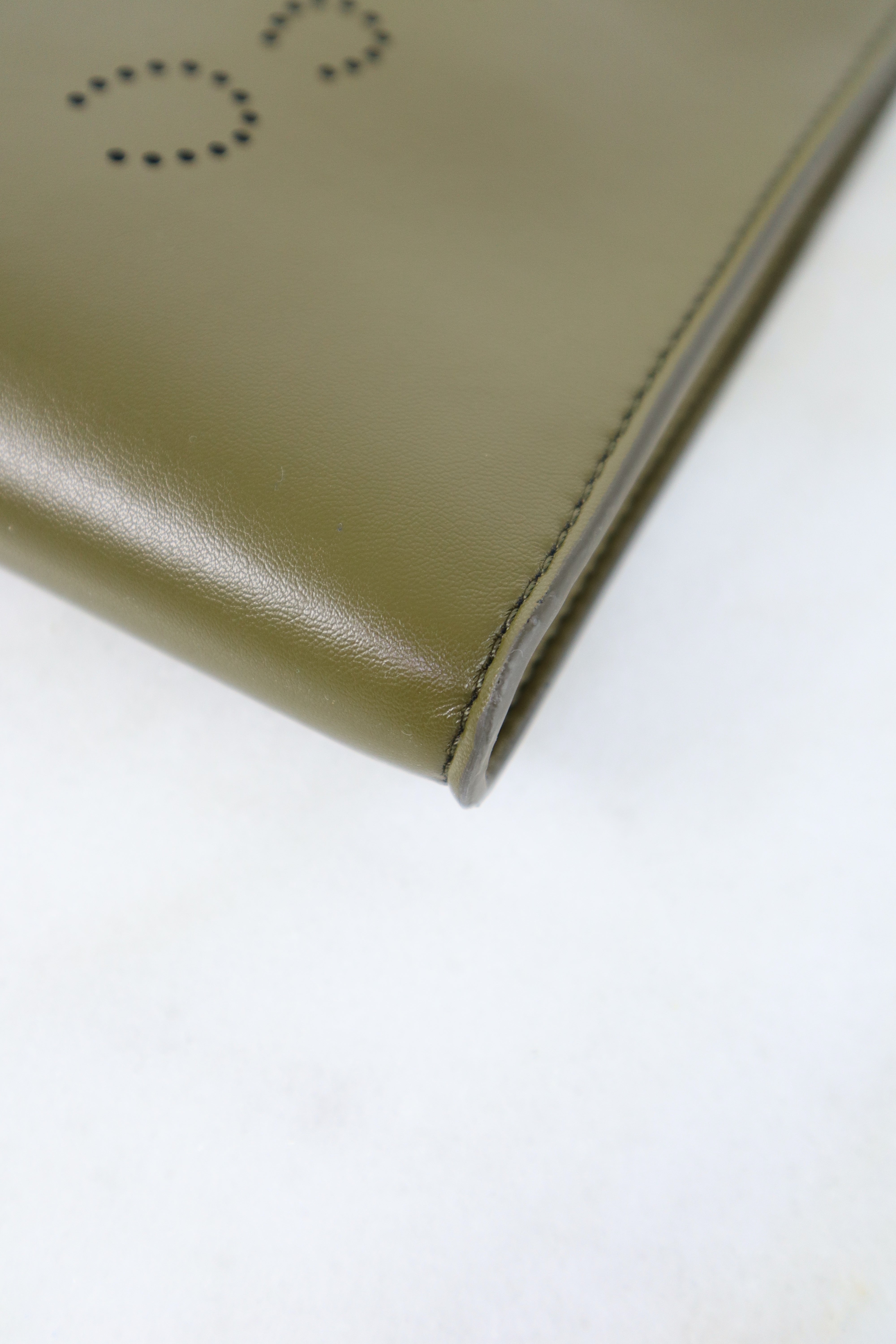 Stella Mccartney Olive Alter Nappa Perforated Logo Pouch